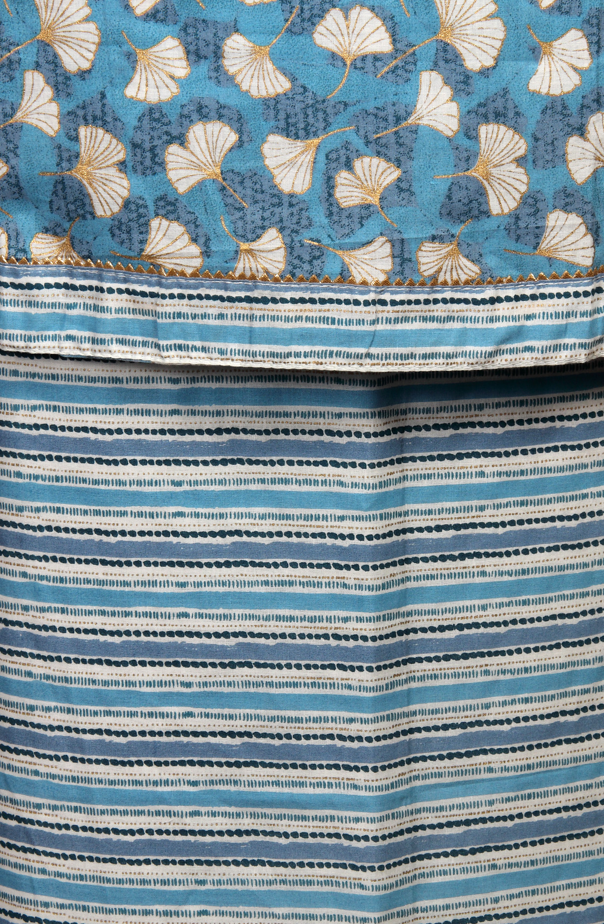 Blue Cotton Printed Unstitched Dress Material with Chiffon Dupatta - 983-3742-51B