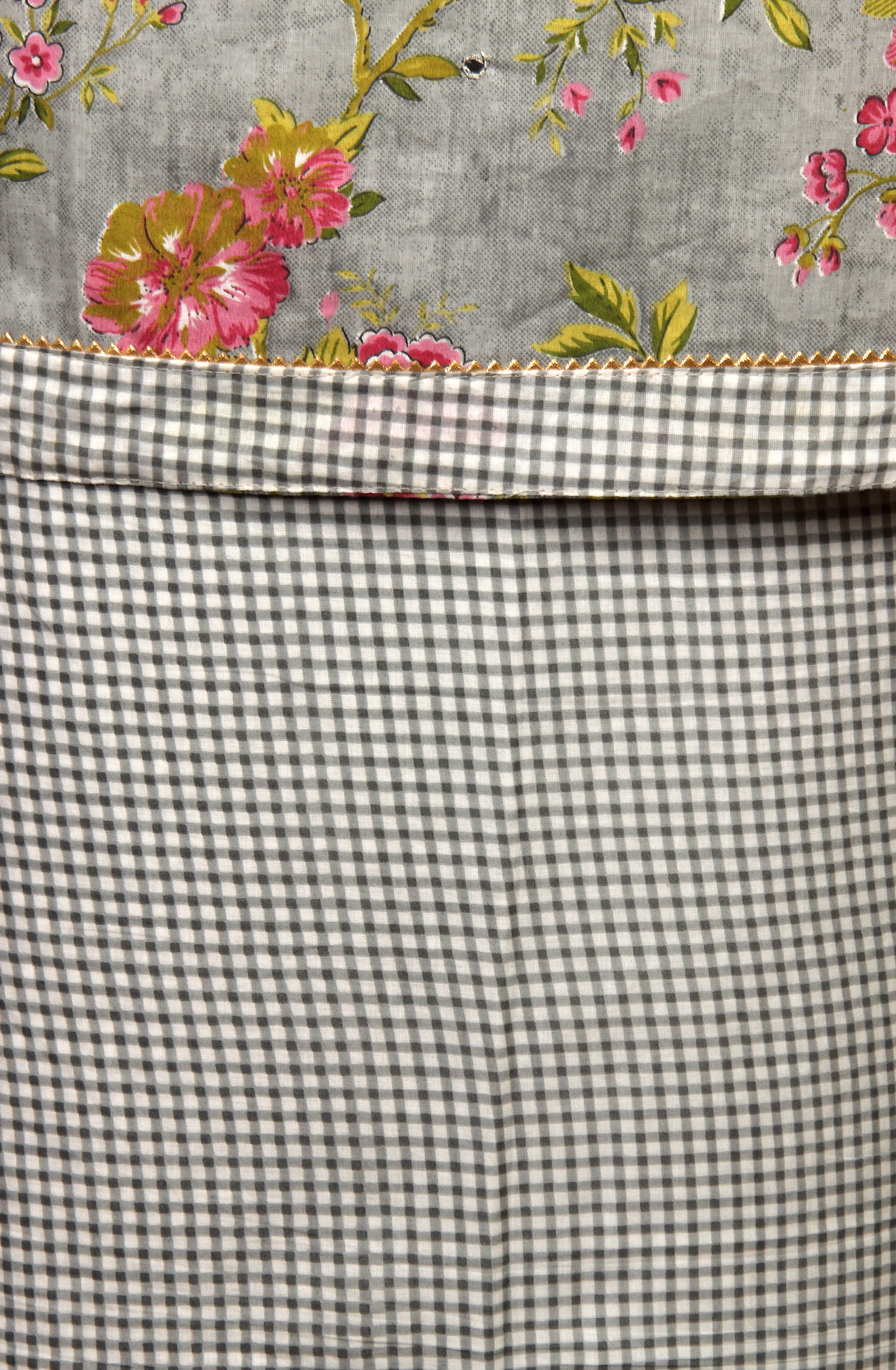 Grey Cotton Printed Unstitched Dress Material with Chiffon Dupatta - 983-3742-52B