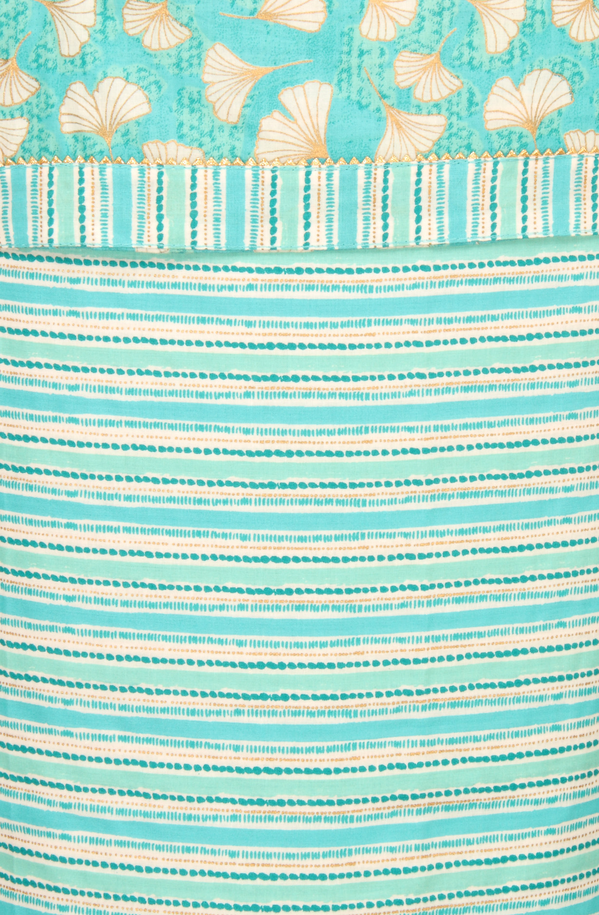 Turquoise Cotton Printed Salwar Kameez with Chiffon Dupatta - 983-3742-53B