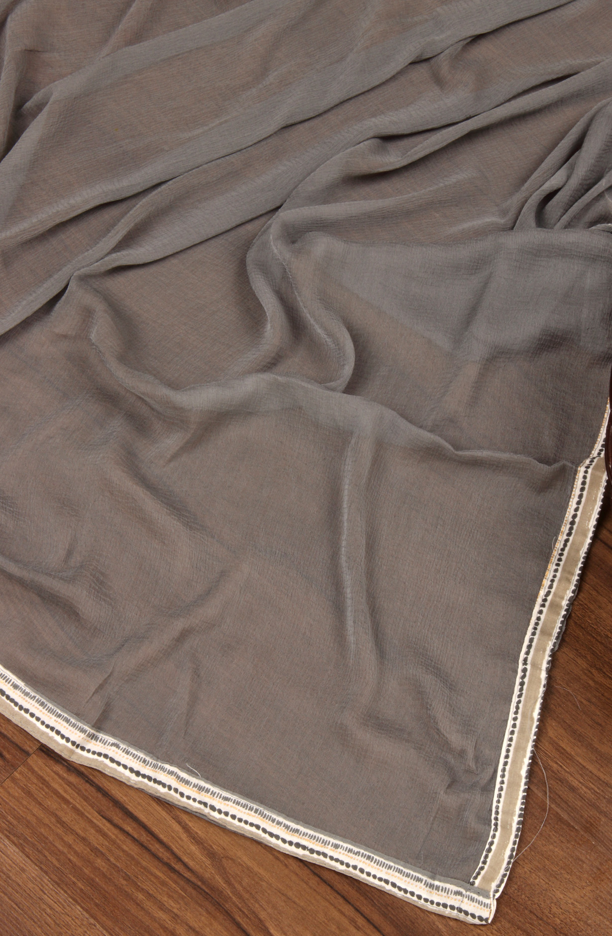 Grey Cotton Printed Salwar Suit with Chiffon Dupatta - 983-3742-53C