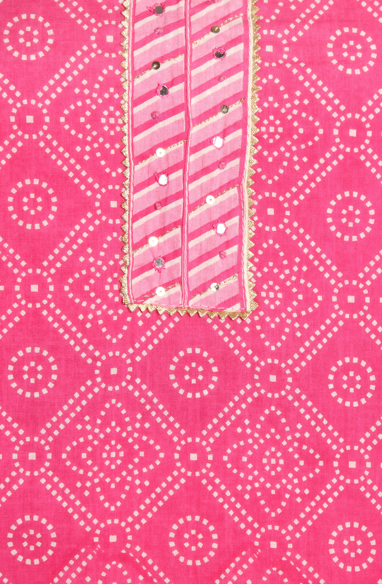 Pink Cotton Bandhej Print Salwar Suit with Chiffon Dupatta - 983-3847