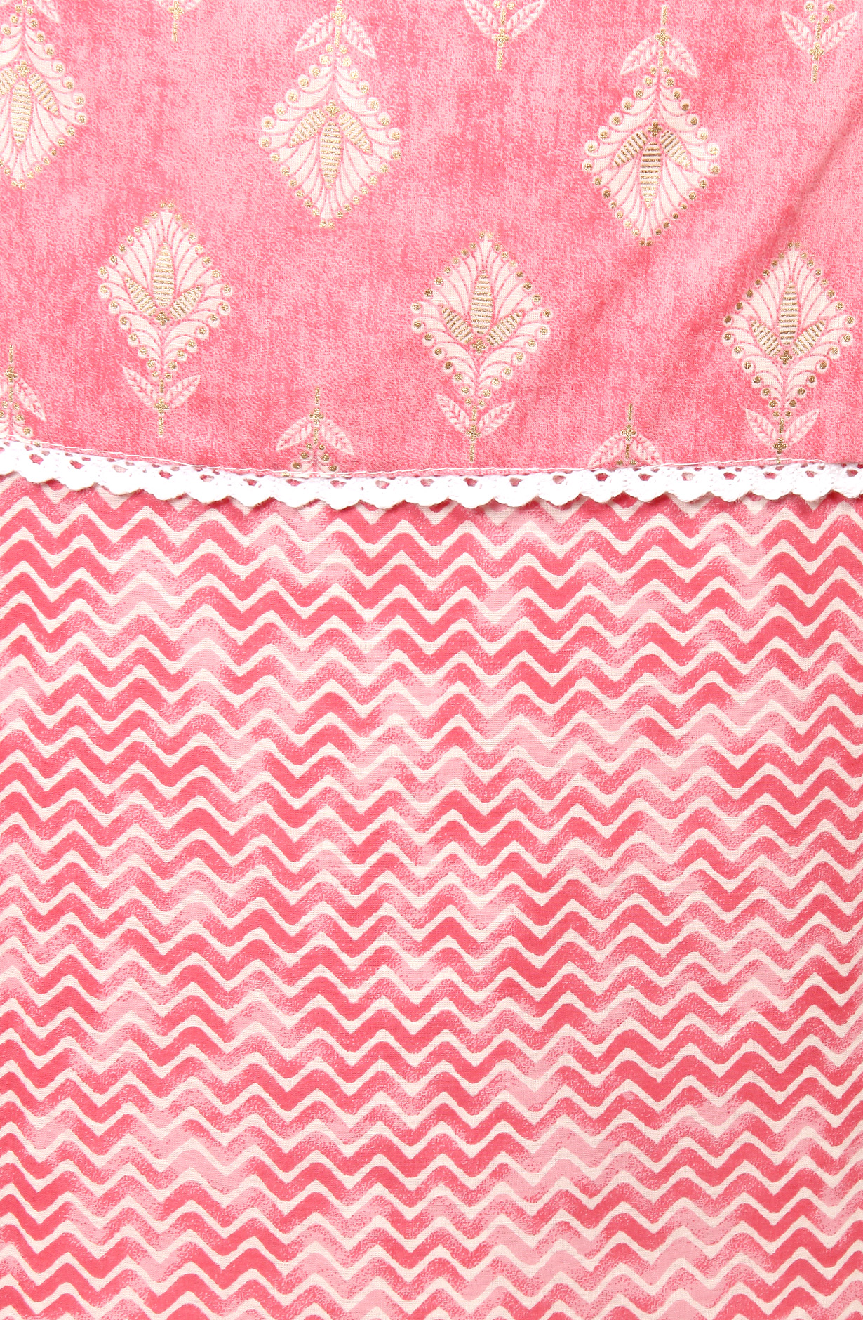 Pink Printed Unstitched Cotton Dress Material - 983-4013-1A