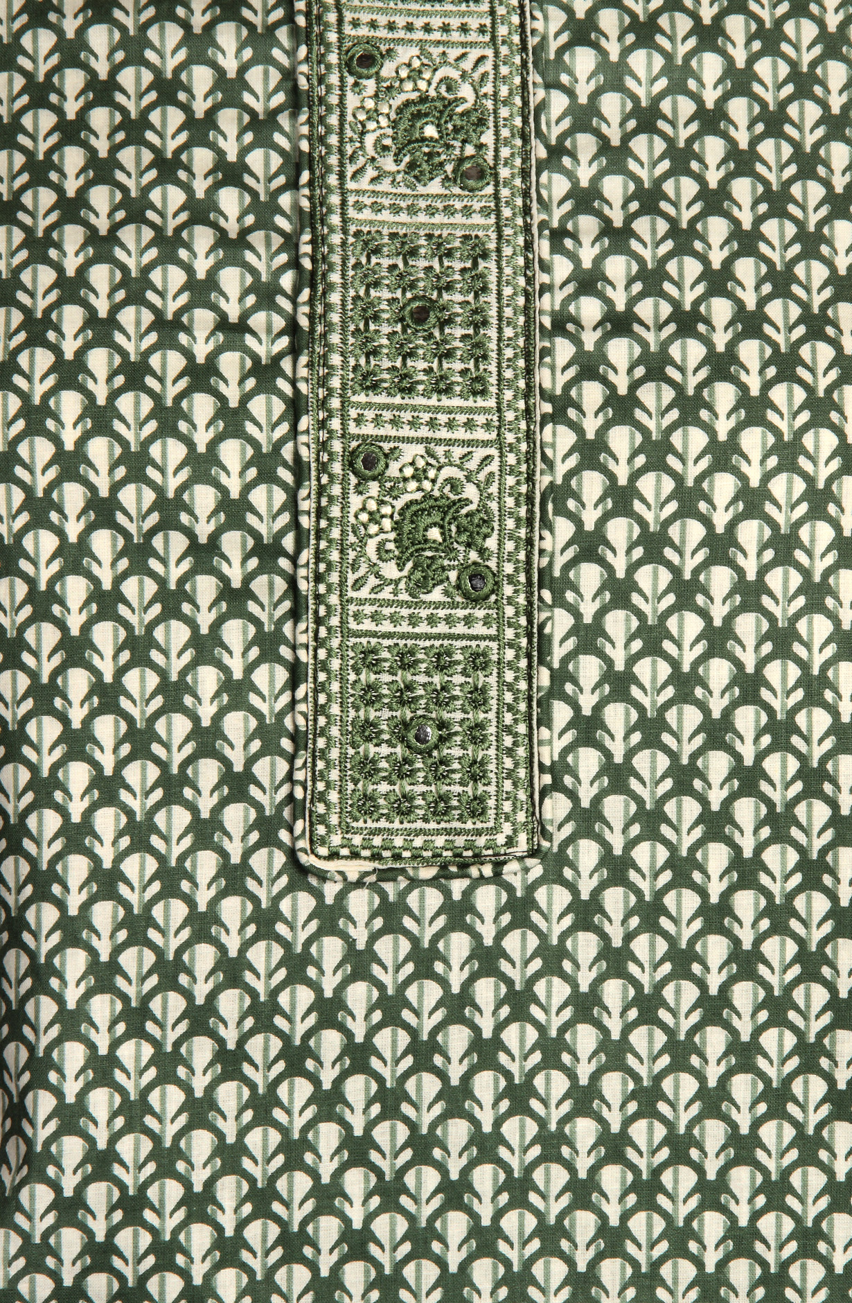 Green Cotton Printed Unstitched Dress Material - 983-4049C
