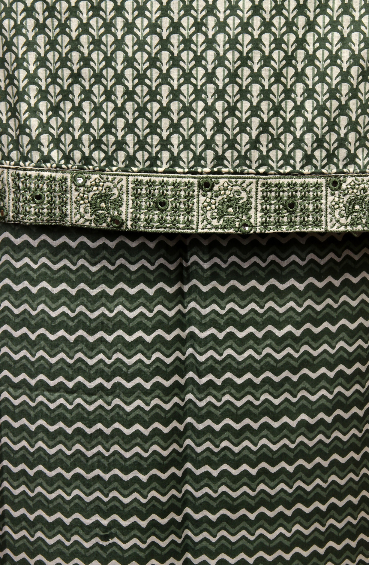 Green Cotton Printed Unstitched Dress Material - 983-4049C
