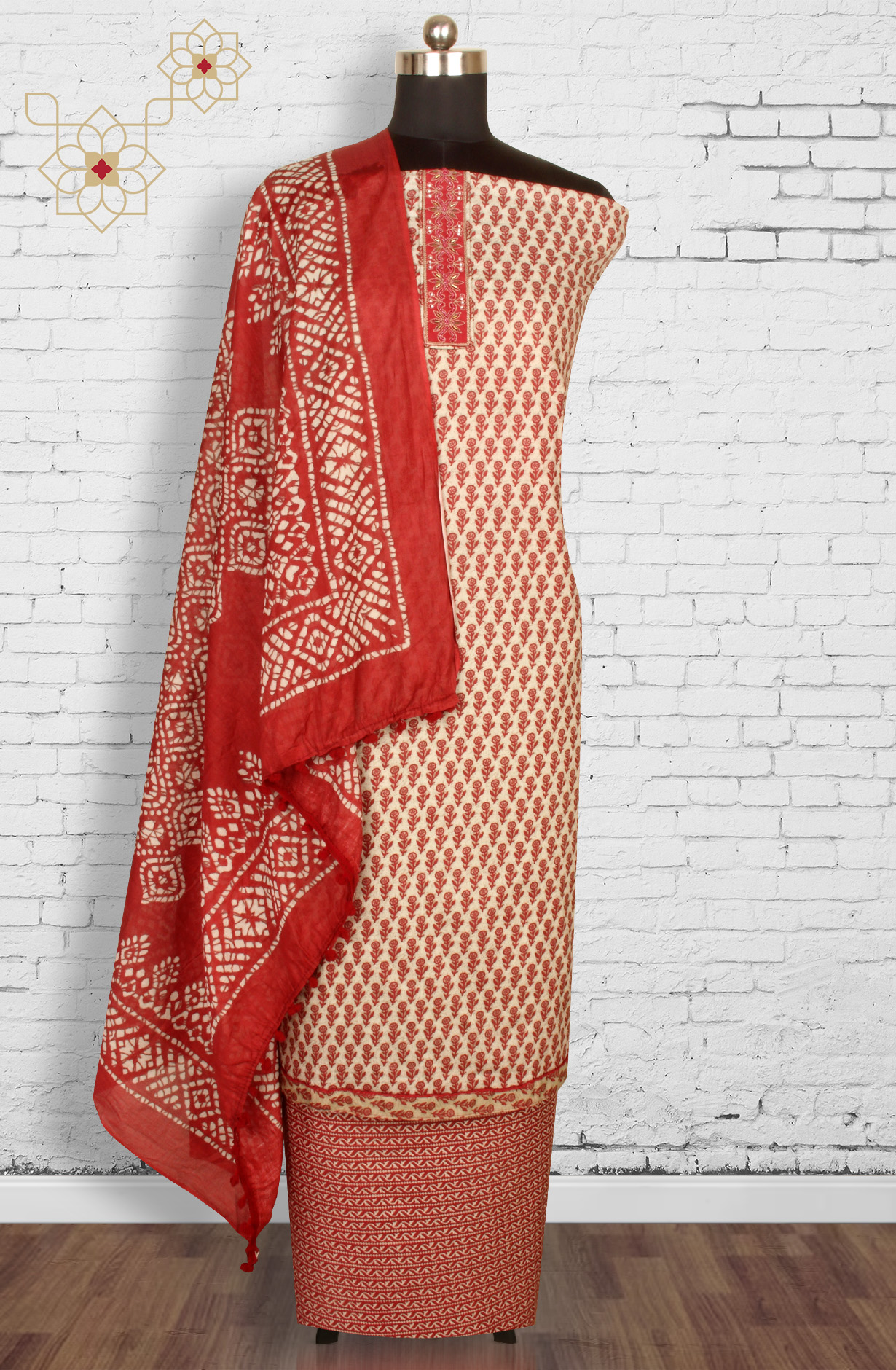 Maroon Cotton Printed Salwar Suit with Dupatta - 983-4126