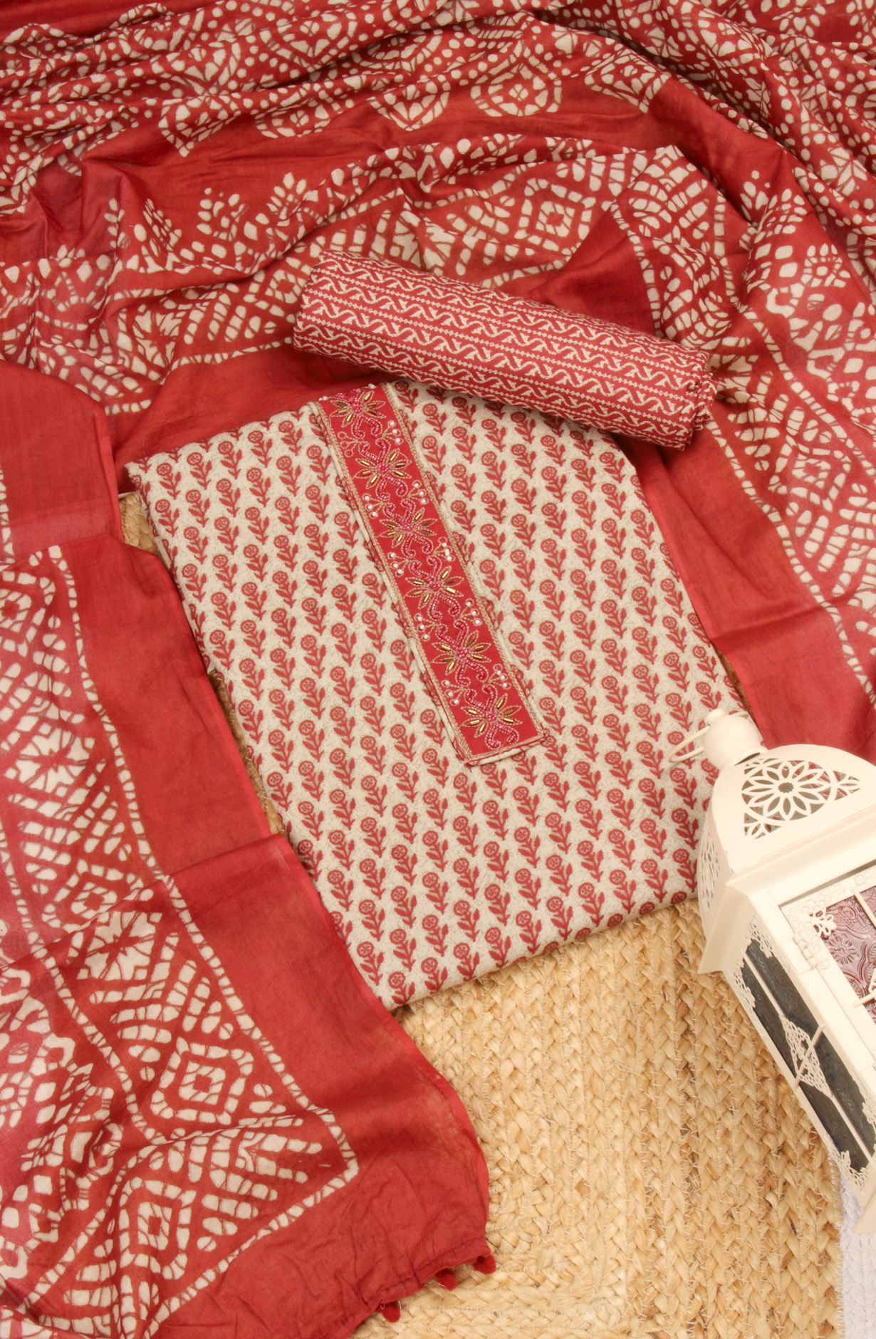 Maroon Cotton Printed Salwar Suit with Dupatta - 983-4126