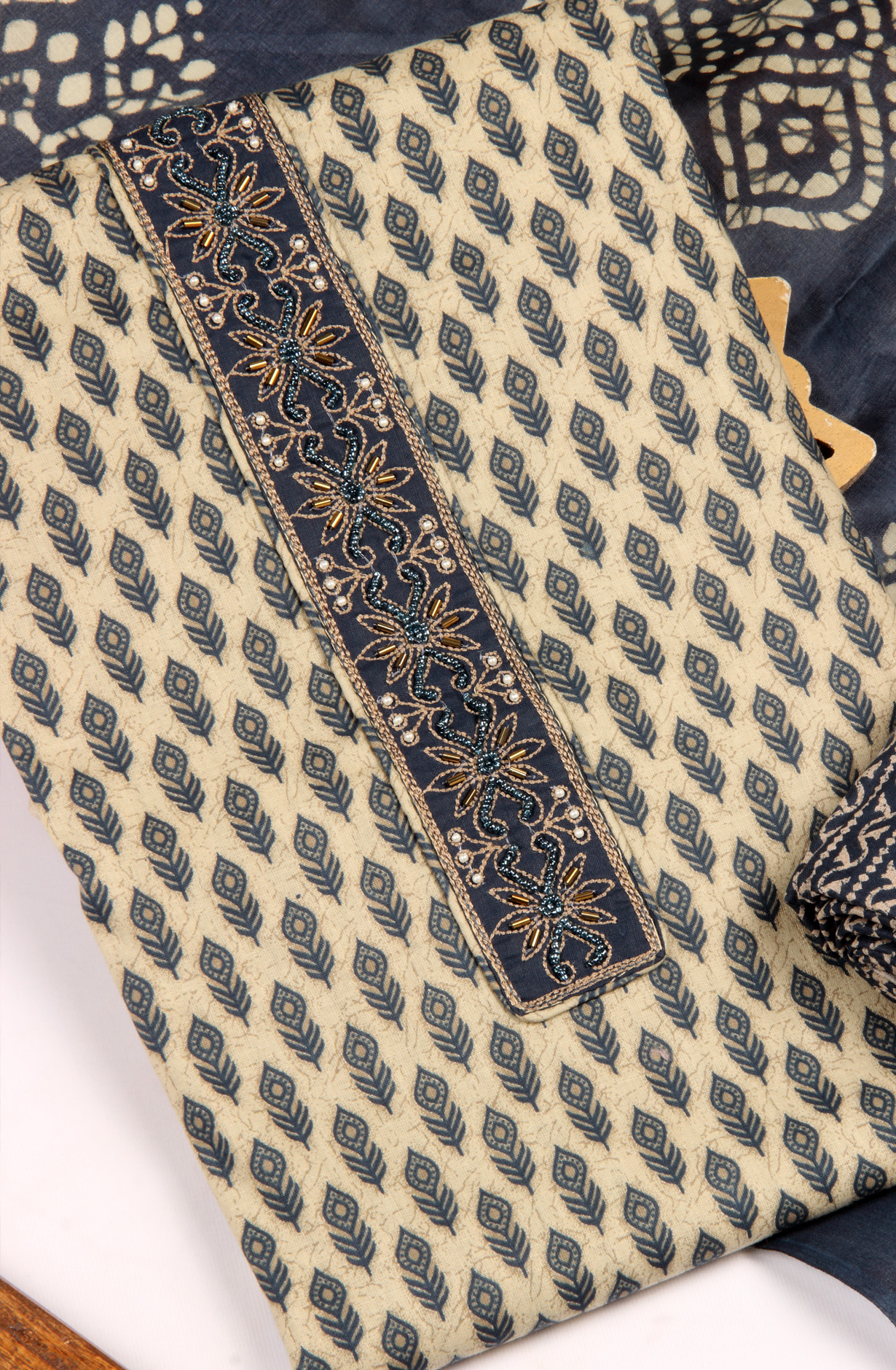 Blue Cotton Unstitched Printed Salwar Dress Material - 983-4126AA