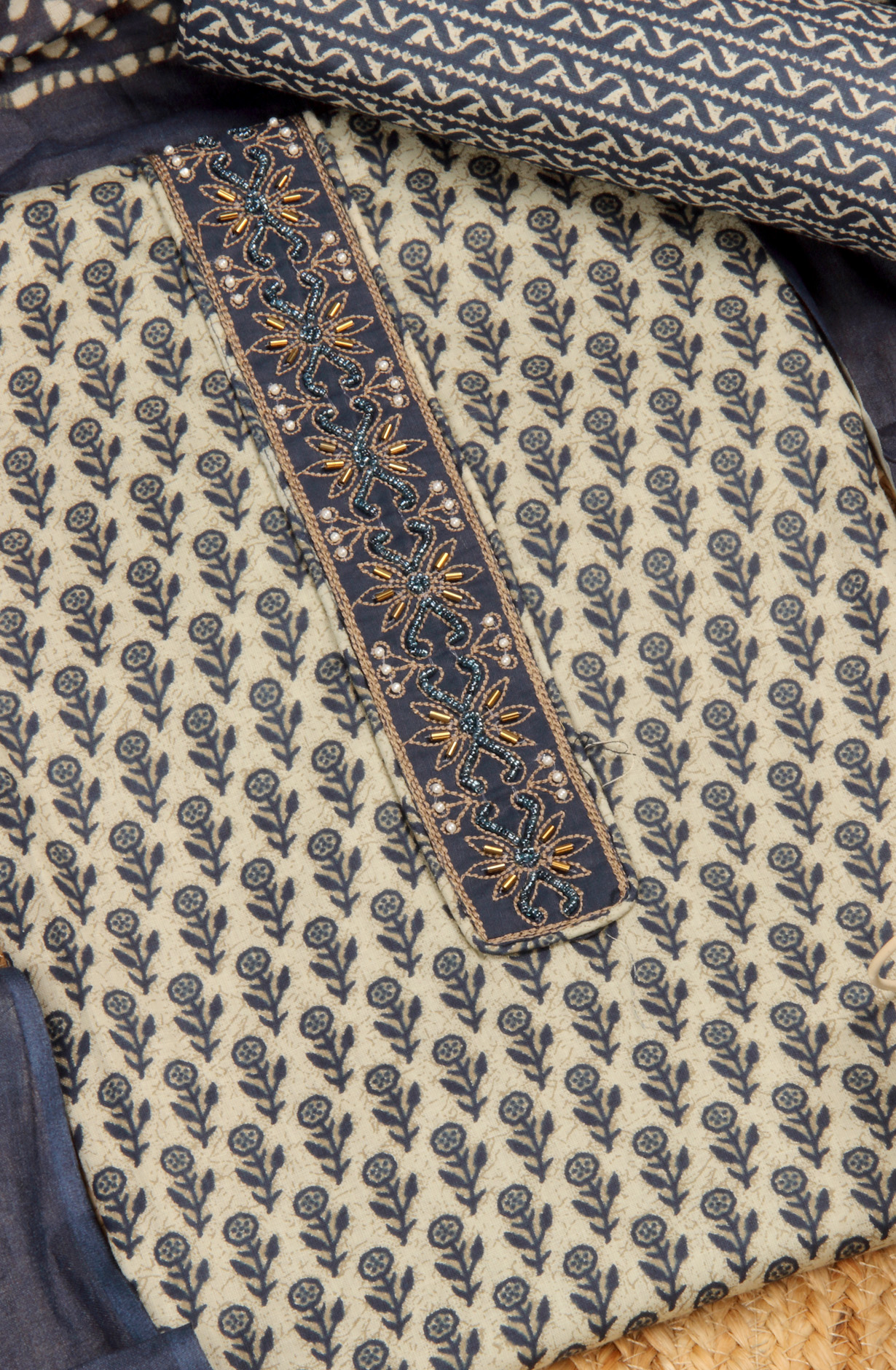 Blue Cotton Printed Salwar Suit with Dupatta - 983-4126B