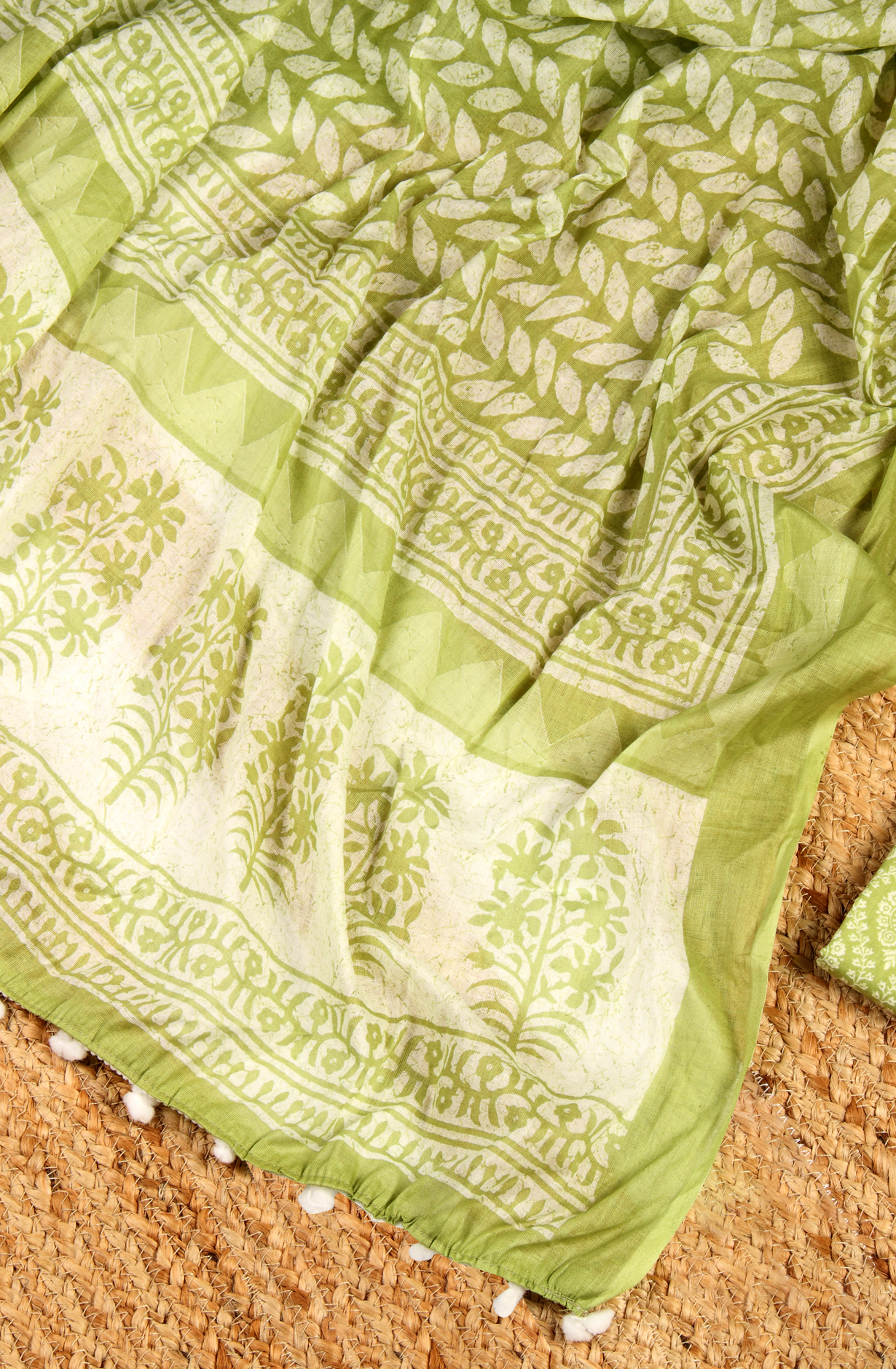 Parrot Green Cotton Printed Unstitched Salwar Suit - 983-4145B