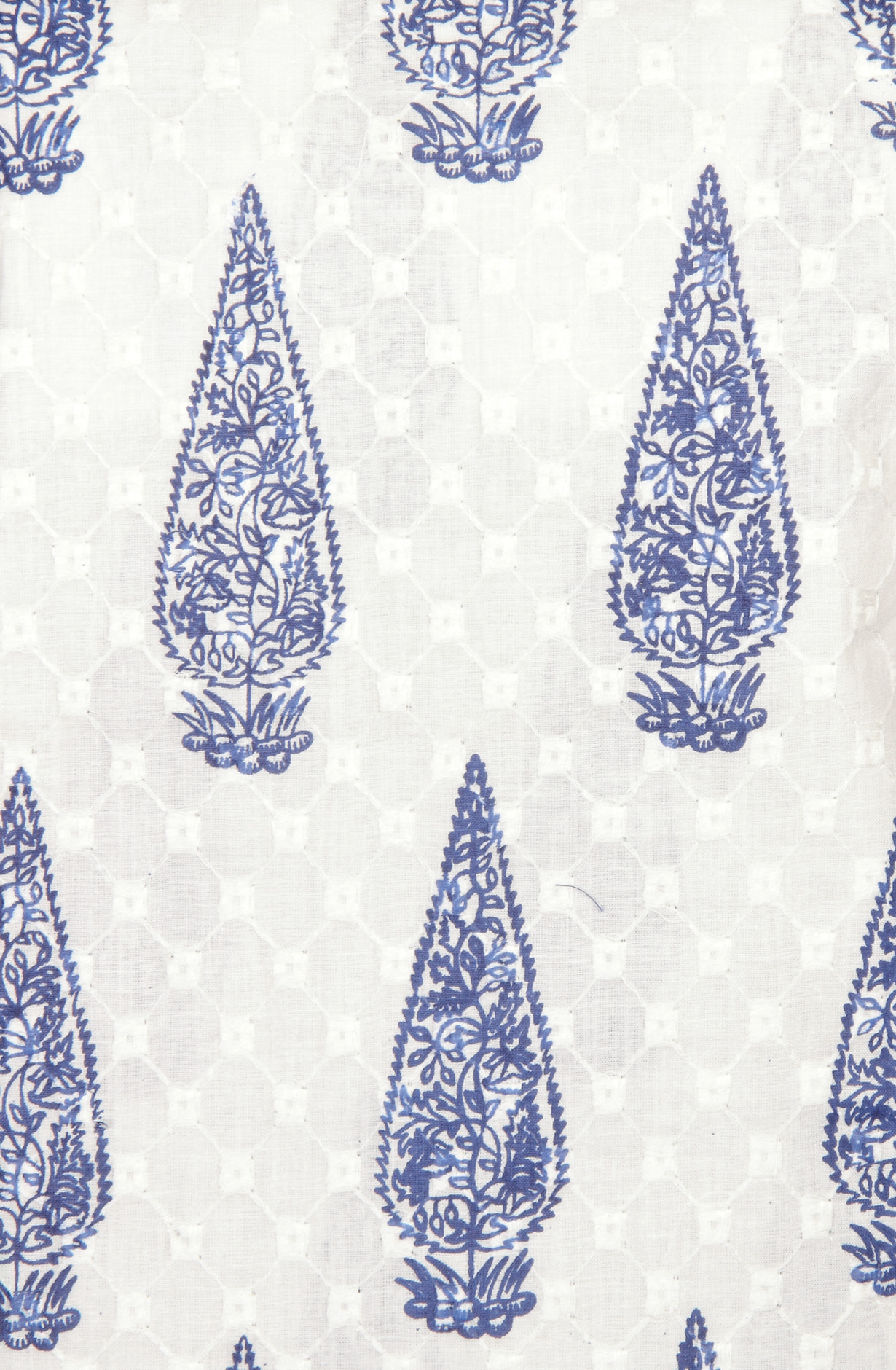 White and Blue Cotton Print Salwar Kameez - 983-4225