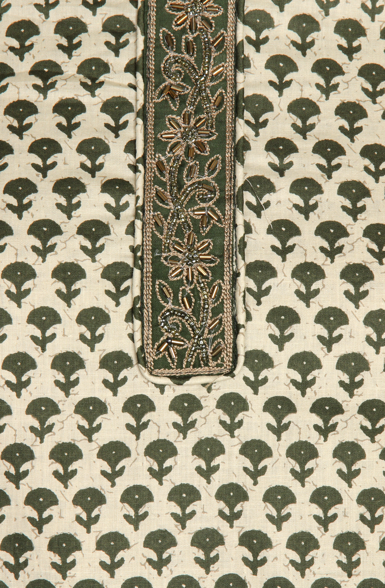 Bottle Green Cotton Printed Unstitched Salwar Suit - 983-4259-1A