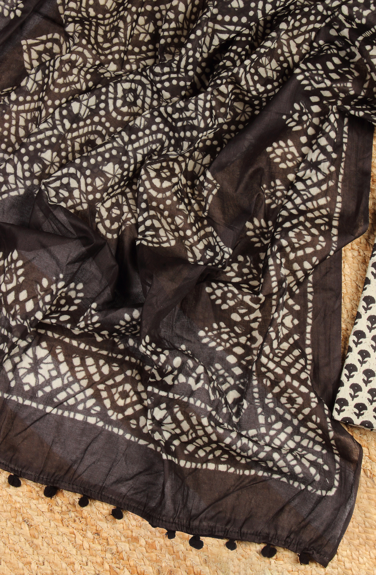 Black Cotton Printed Unstitched Salwar Suit - 983-4259-1B