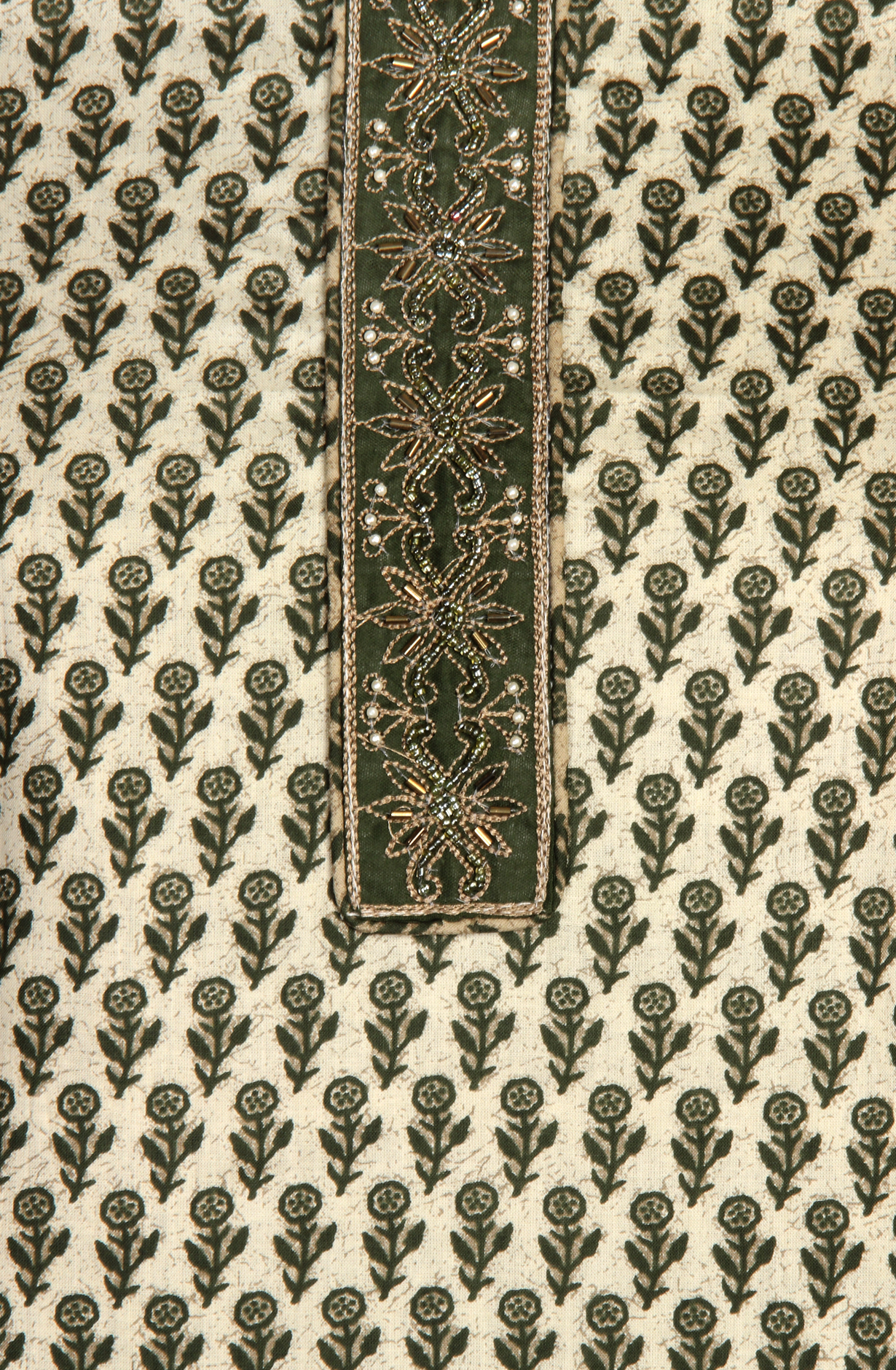 Bottle Green Cotton Printed Unstitched Salwar Suit - 983-4259B