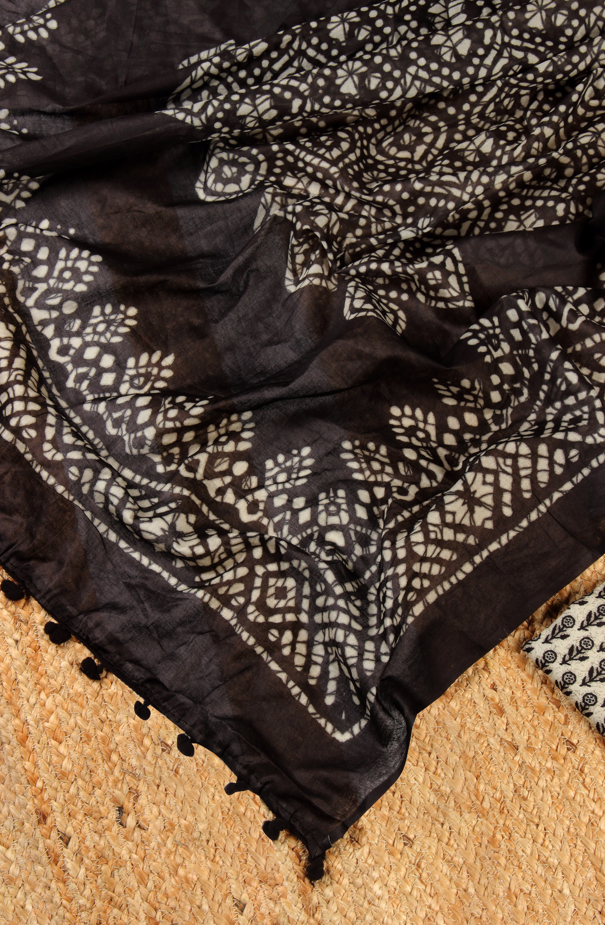 Black Cotton Printed Unstitched Salwar Suit - 983-4259C