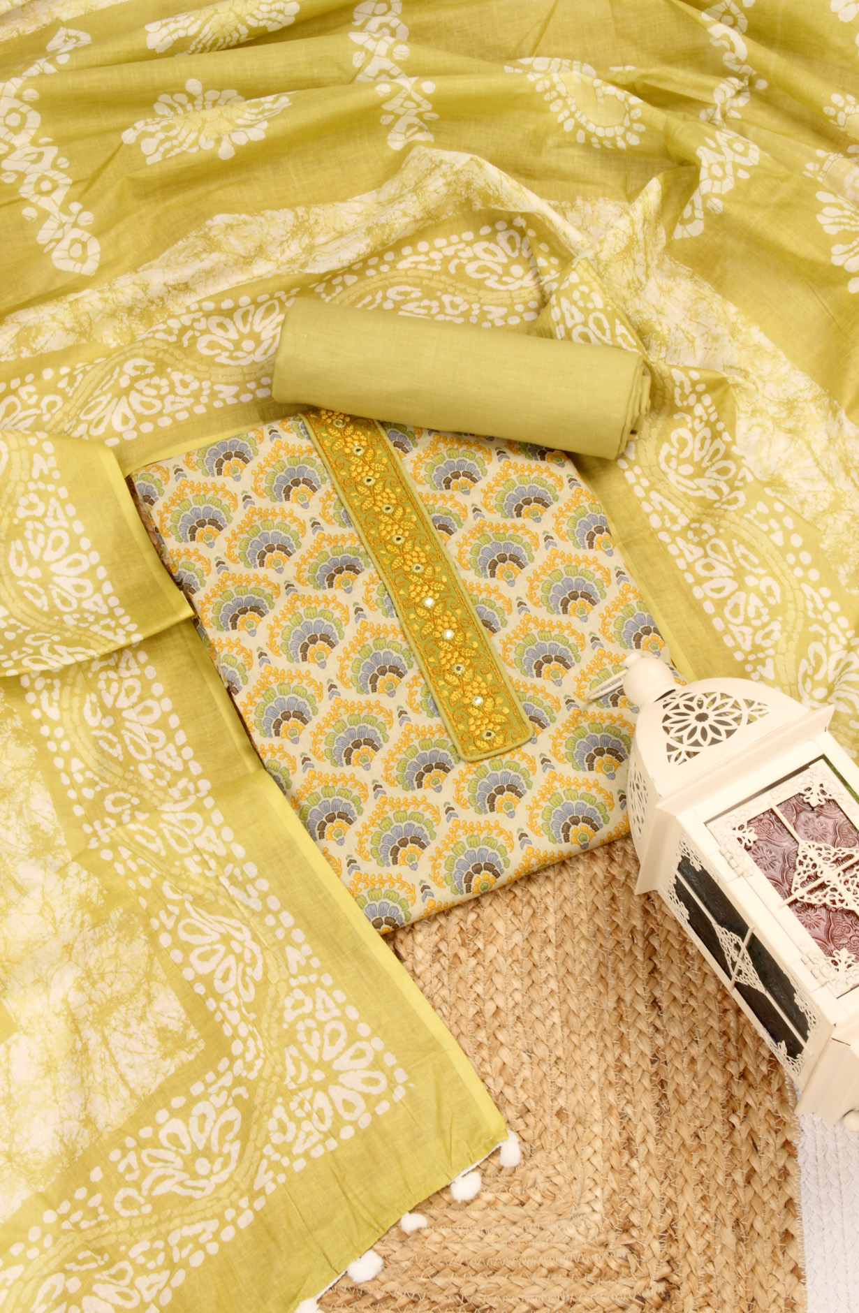 Multi-coloured Cotton Unstitched Printed Salwar Dress Material - 983-4267C