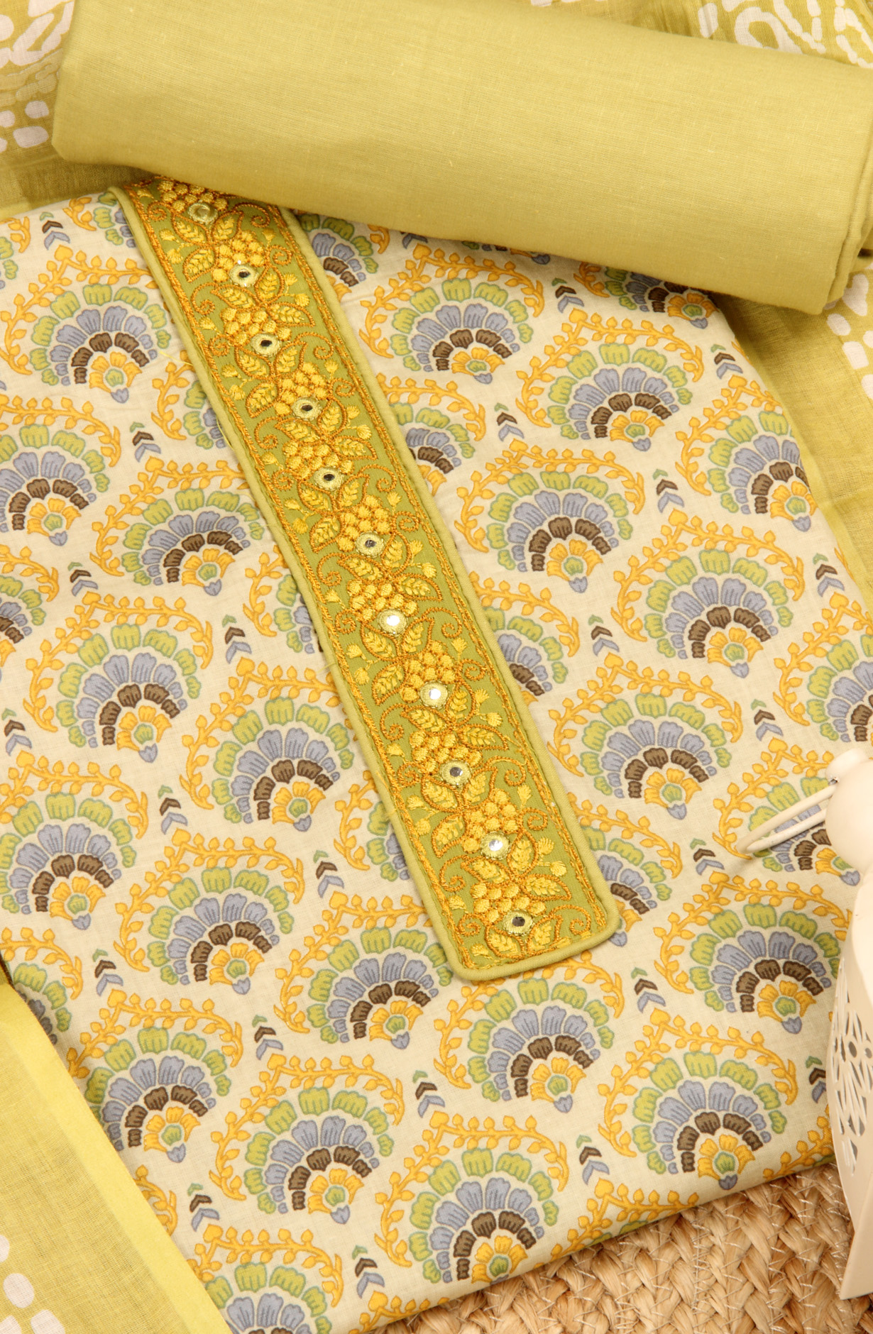 Multi-coloured Cotton Unstitched Printed Salwar Dress Material - 983-4267C