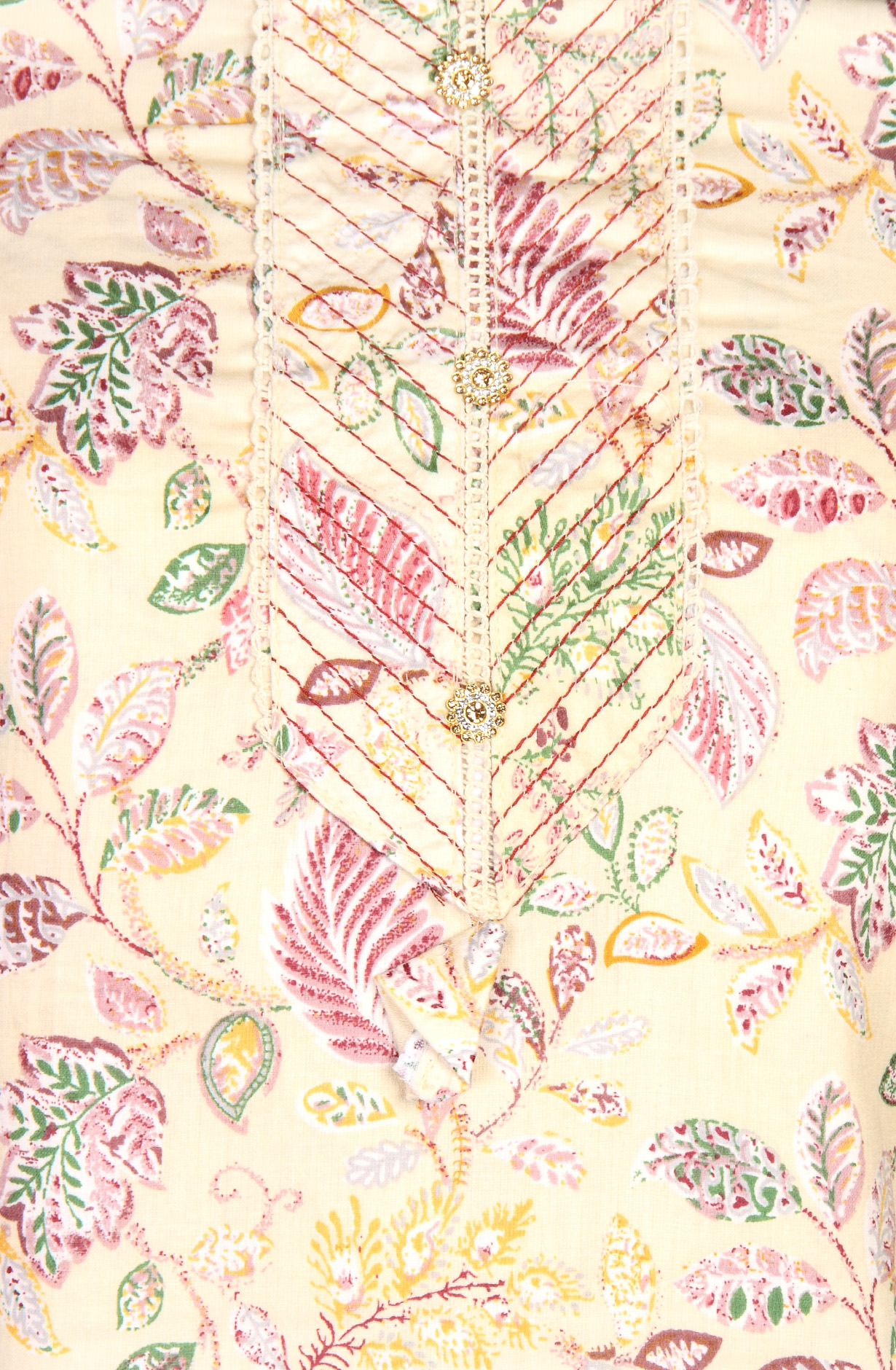 Cream Cotton Print Salwar Kameez - 983-4332