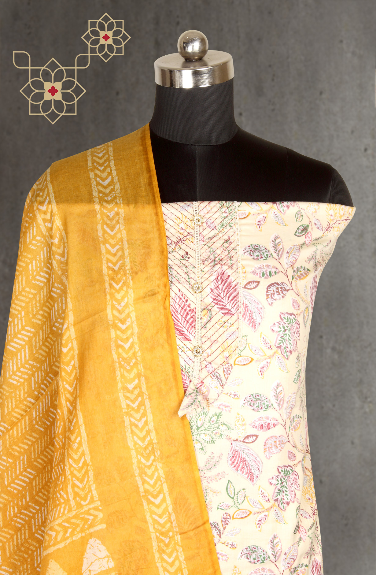 Multi-coloured Cotton Print Salwar Kameez - 983-4332B