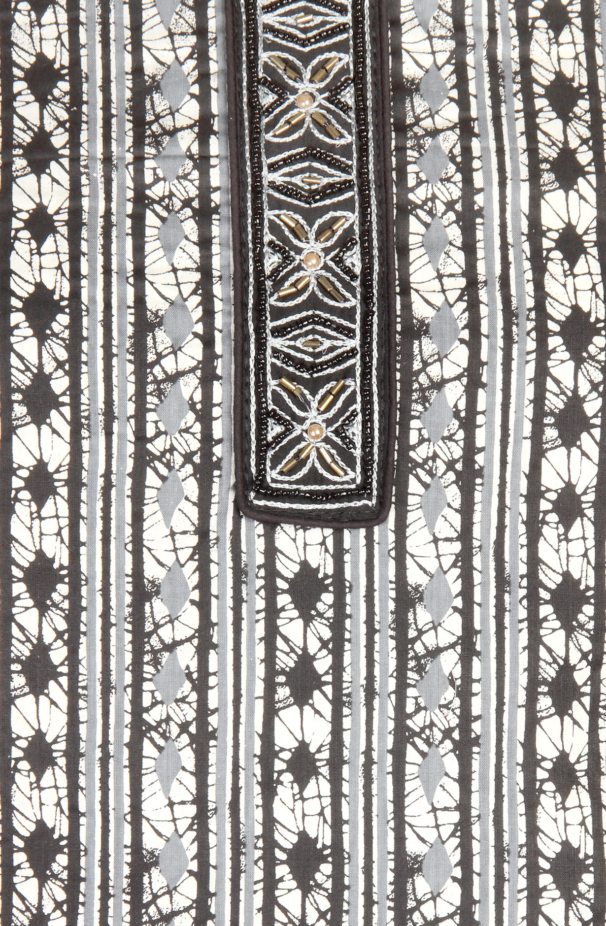 Black and White Cotton Print Salwar Suit - 983-4335