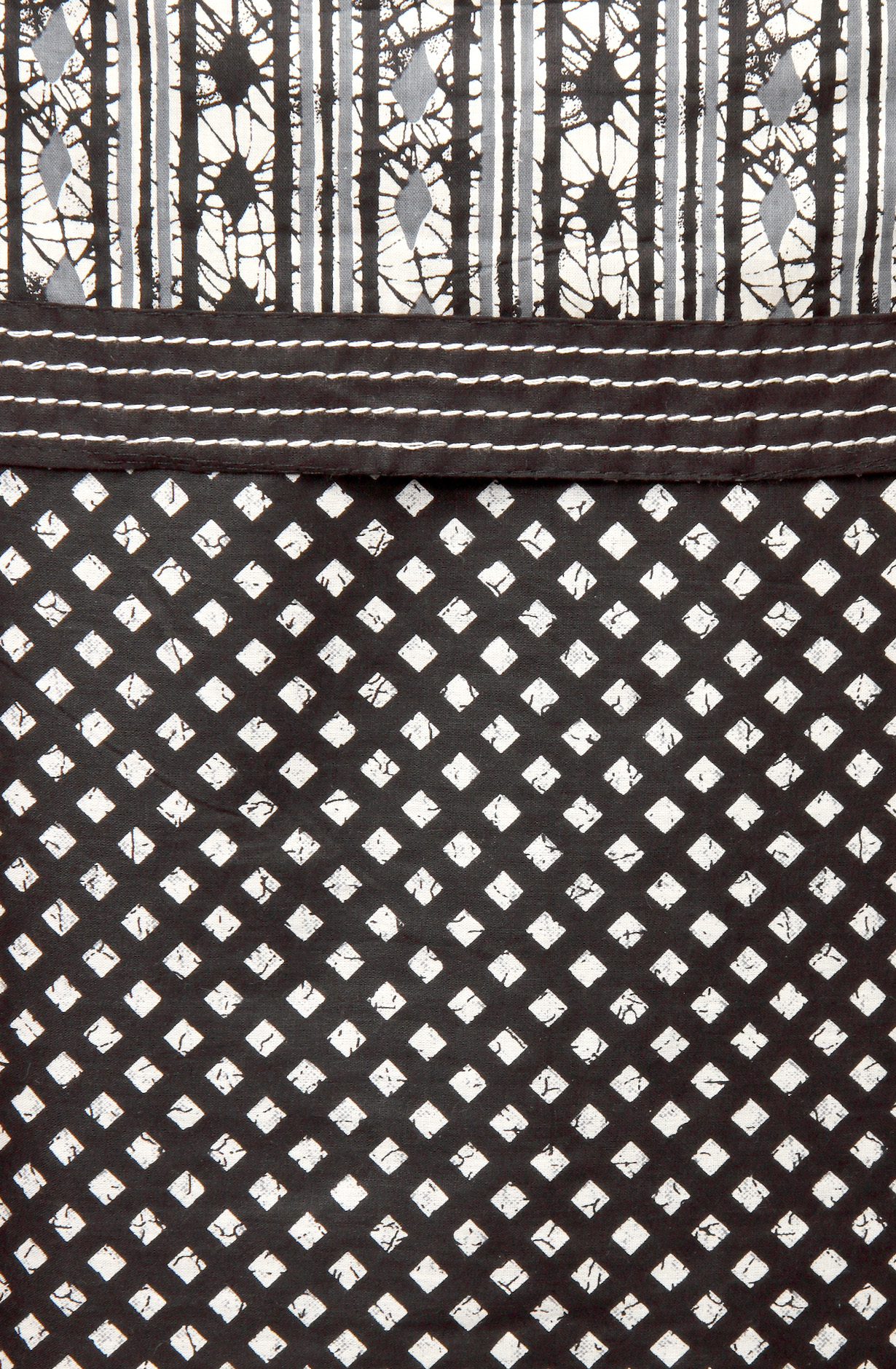 Black and White Cotton Print Salwar Suit - 983-4335