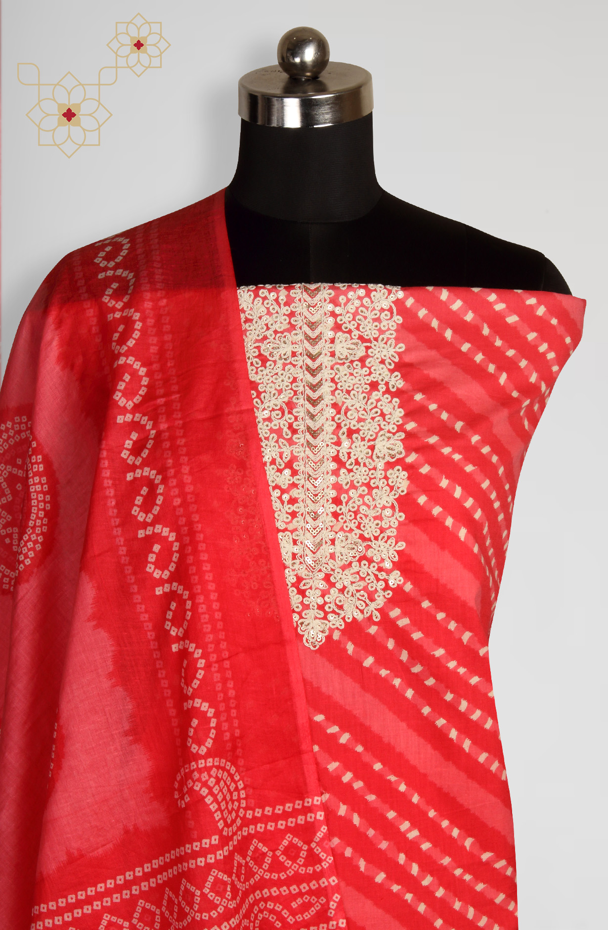 Pink Cotton Printed Unstitched Salwar Dress Material - 983-4369