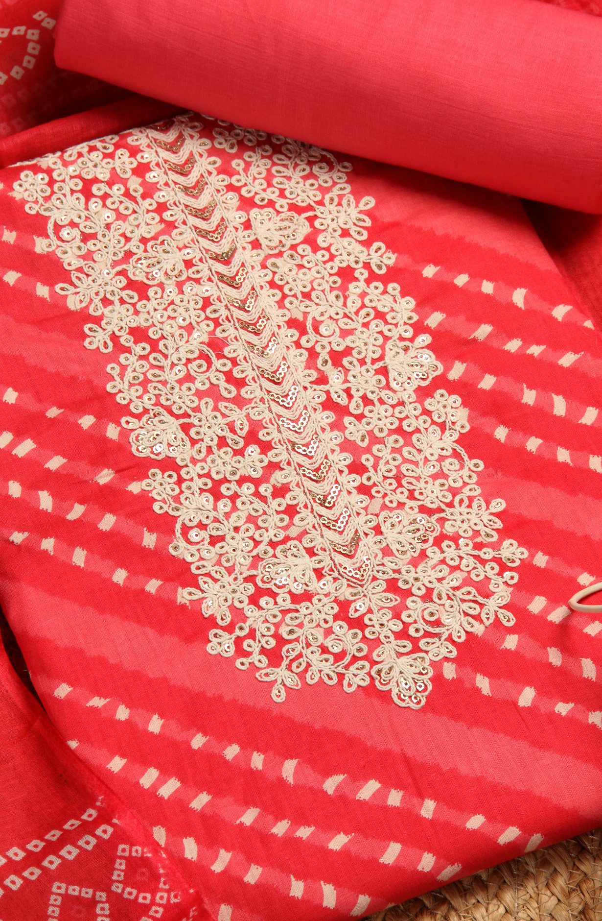 Pink Cotton Printed Unstitched Salwar Dress Material - 983-4369