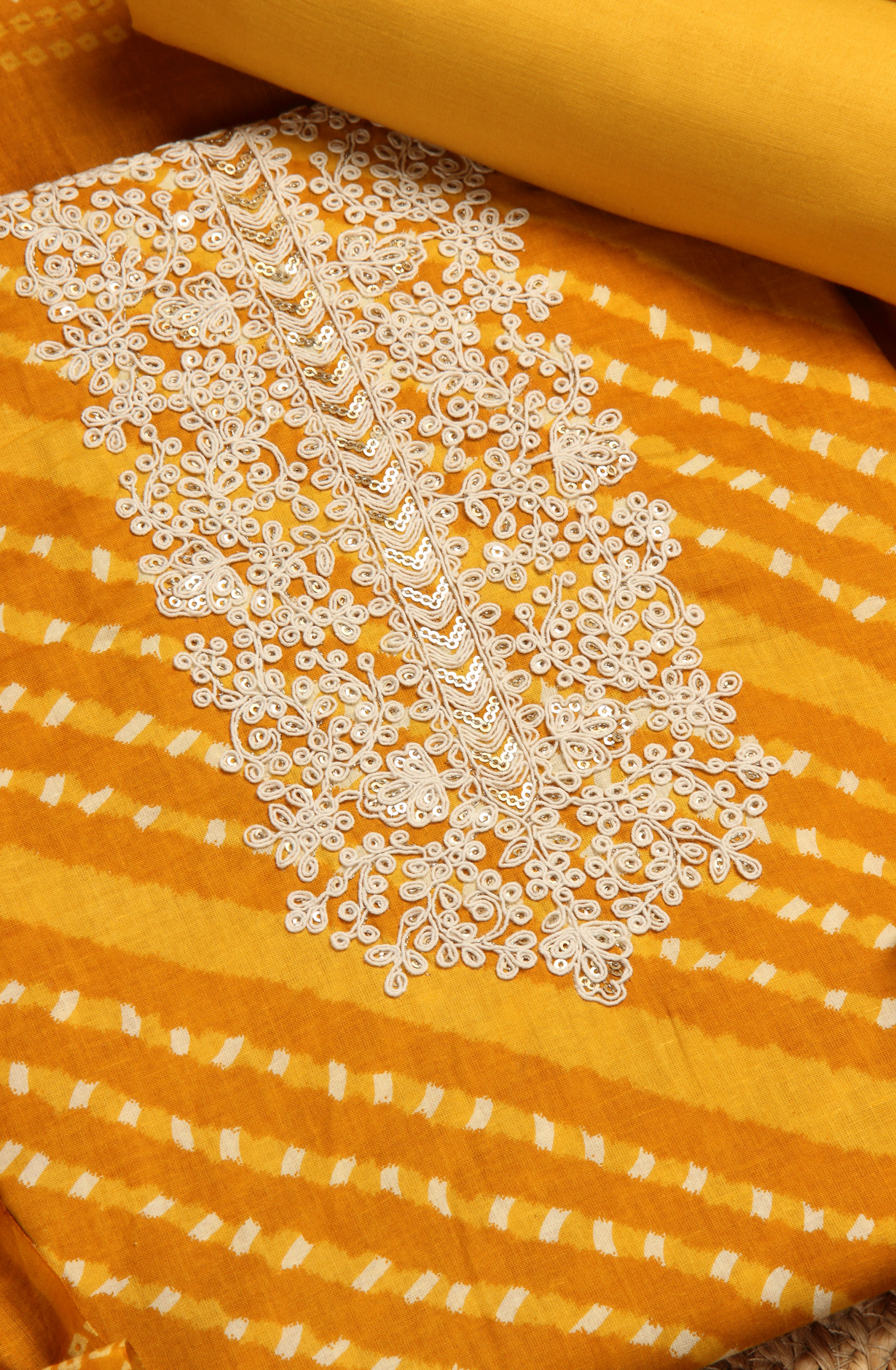 Mustard Cotton Printed Unstitched Salwar Dress Material - 983-4369A