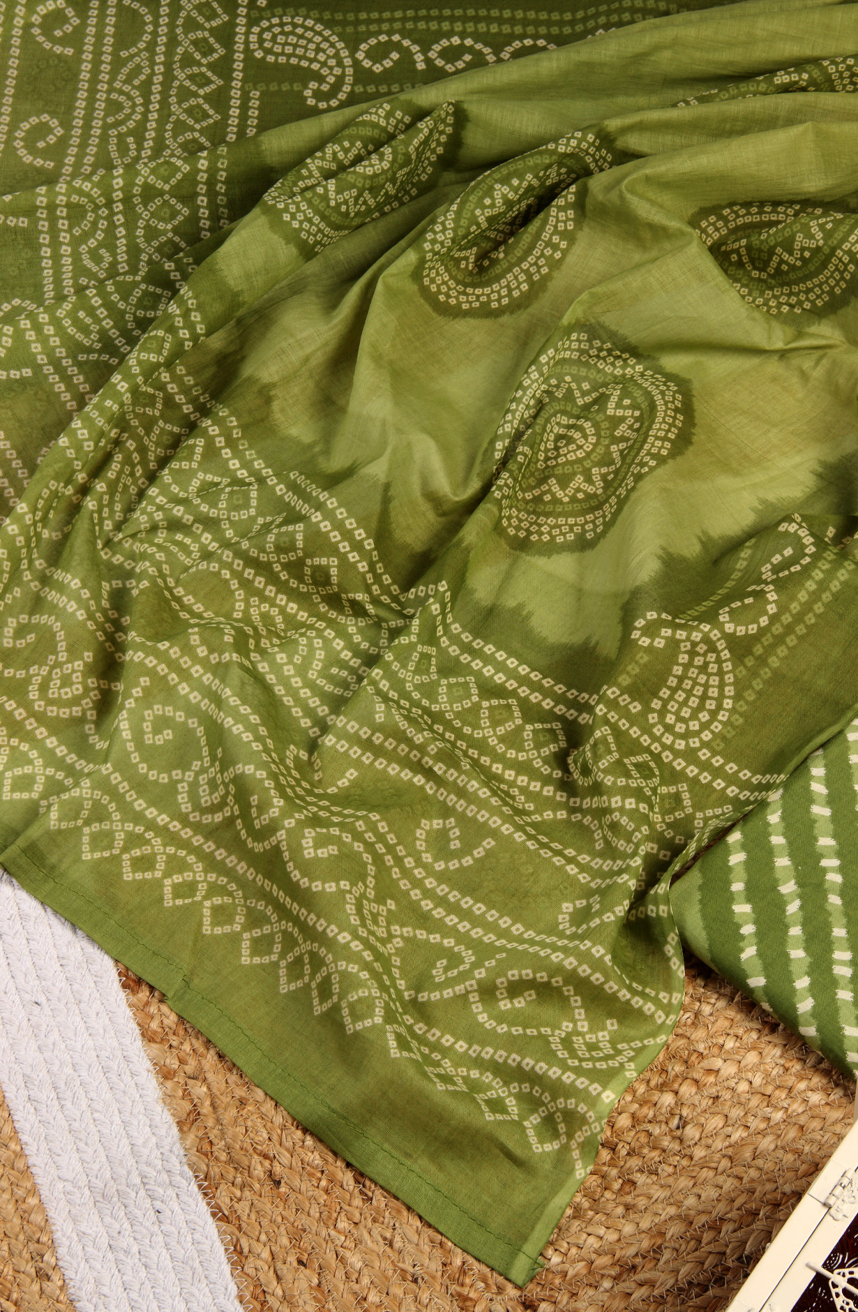 Mehndi Green Cotton Printed Unstitched Salwar Dress Material - 983-4369B