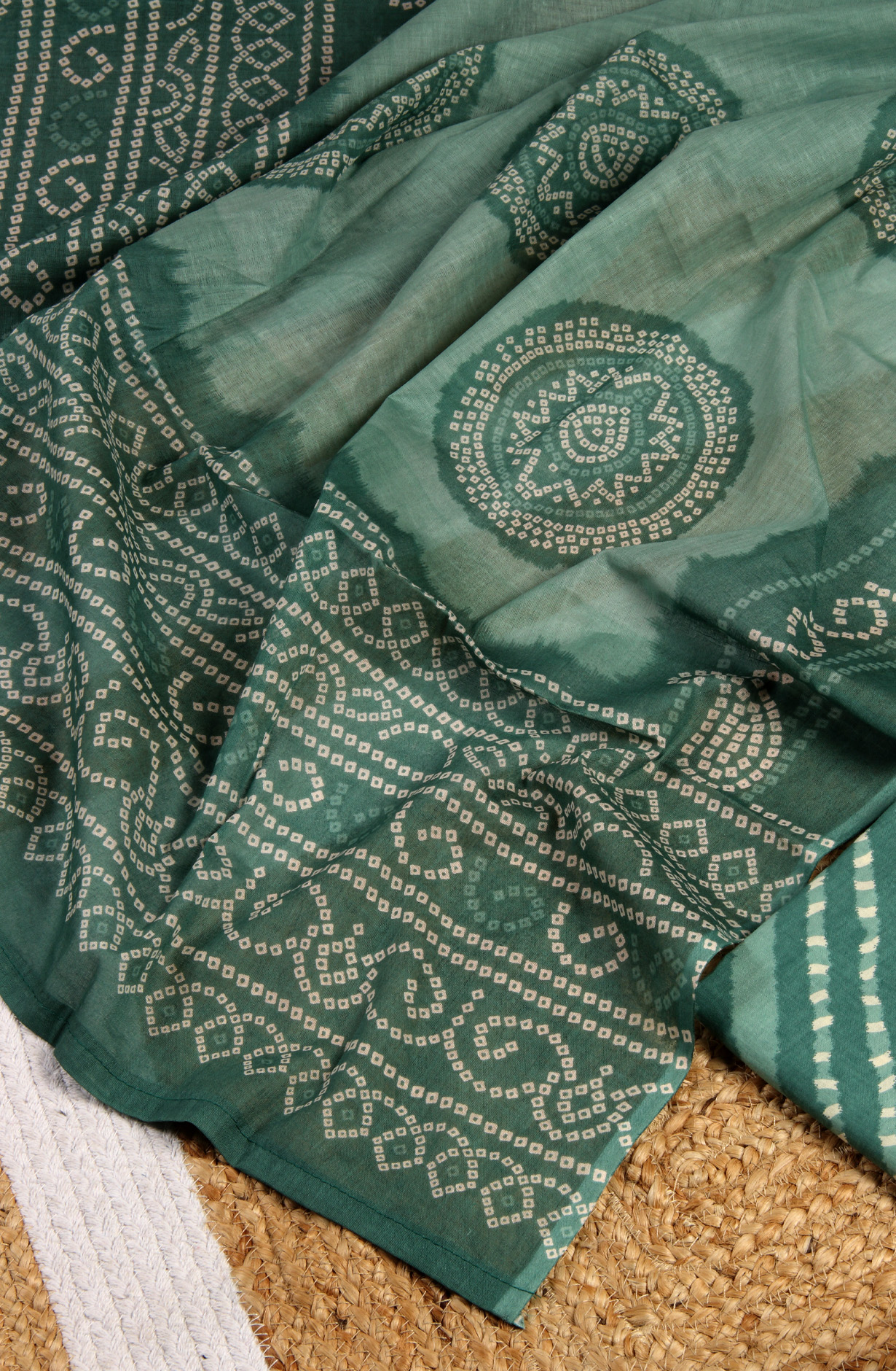 Green Cotton Printed Unstitched Salwar Dress Material - 983-4369C