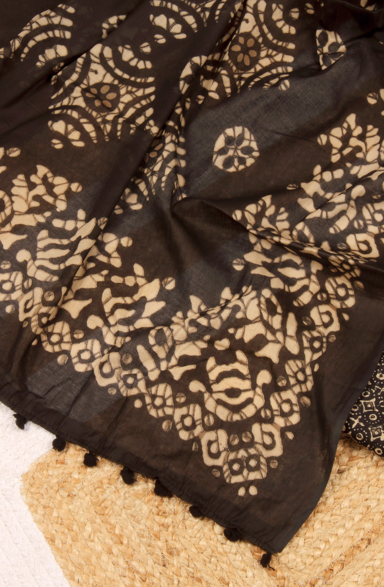 Black Cotton Unstitched Printed Salwar Dress Material - 983-4376
