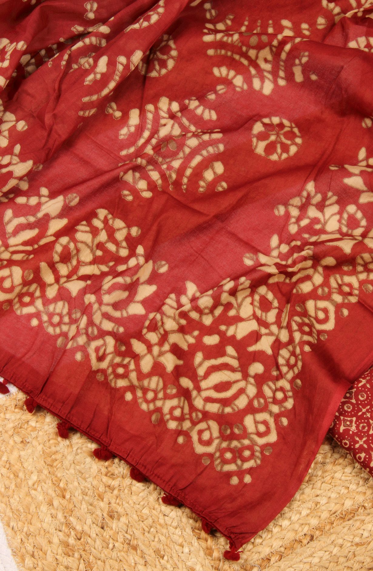 Maroon Cotton Unstitched Printed Salwar Dress Material - 983-4376A