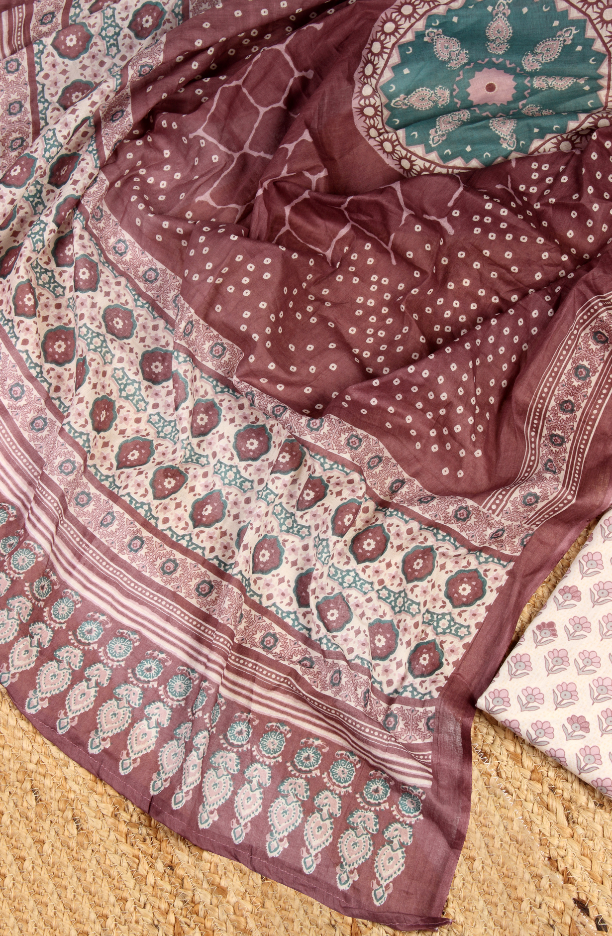 Mauve Cotton Printed Unstitched Salwar Suit - 983-4389