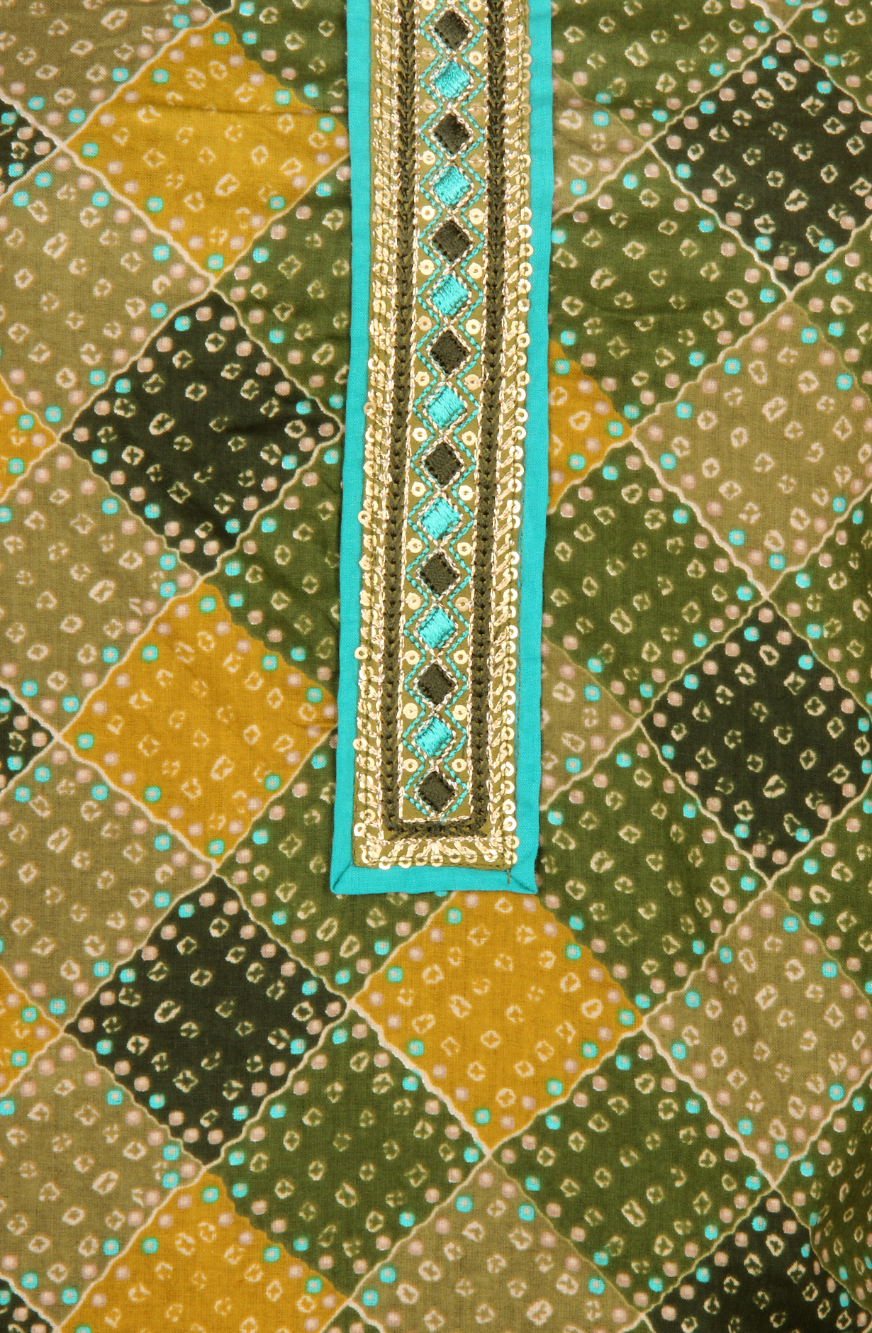 Mehndi Cotton Unstitched Printed Salwar Dress Material - 983-4390A