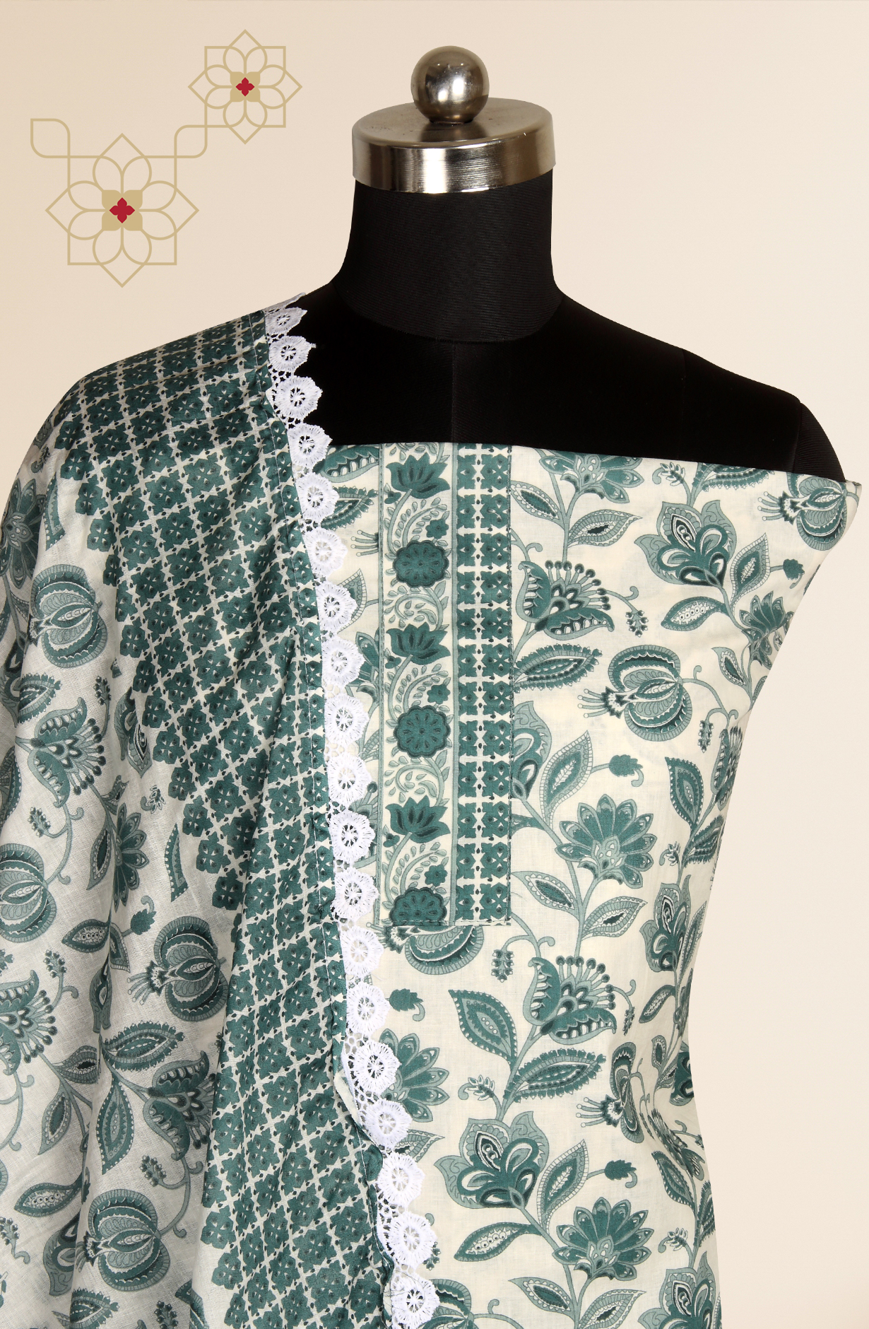 Pastel Green Cotton Printed Unstitched Salwar Suit - 983-4408-1A