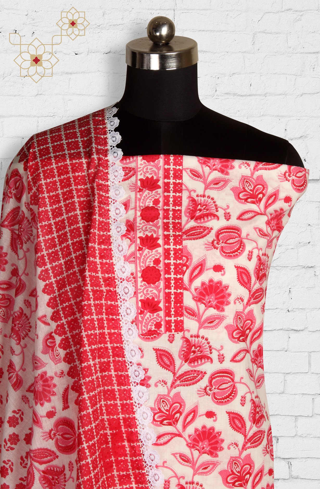 Pink Cotton Printed Unstitched Dress Material - 983-4408-2A