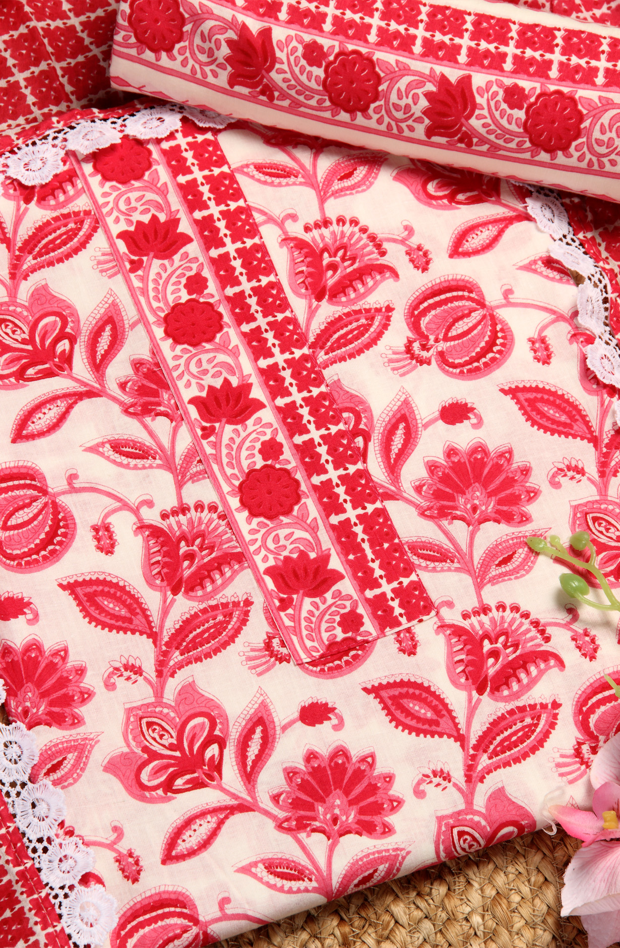 Pink Cotton Printed Unstitched Dress Material - 983-4408-2A