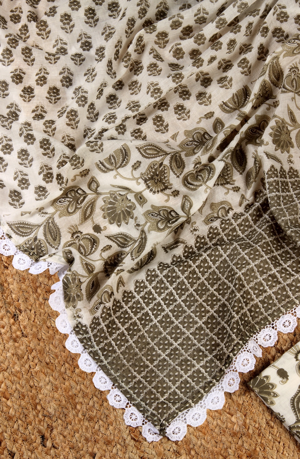 Mehndi Cotton Printed Unstitched Salwar Suit - 983-4408