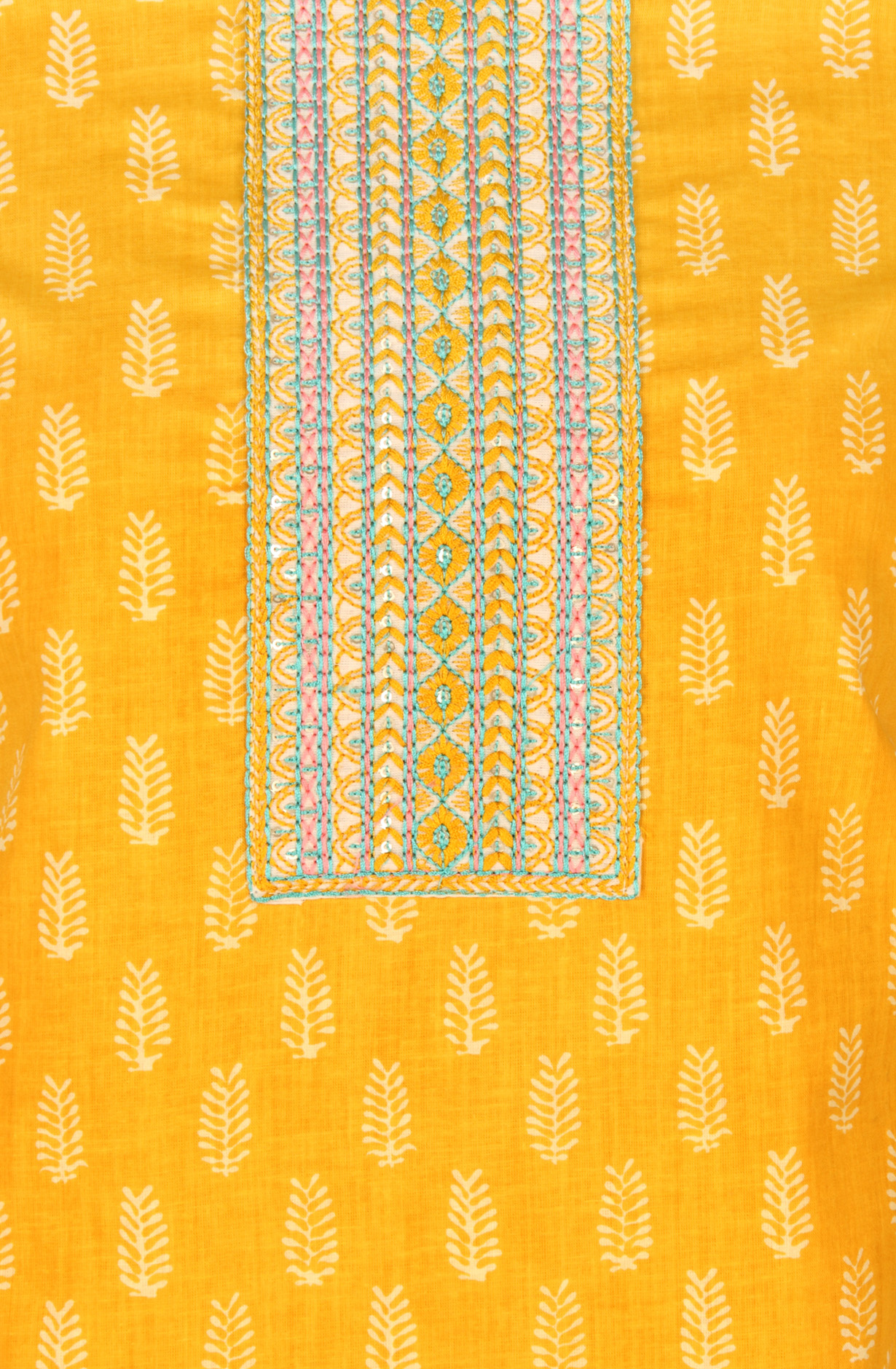 Mustard Cotton Printed Unstitched Salwar Kameez - 983-4415A