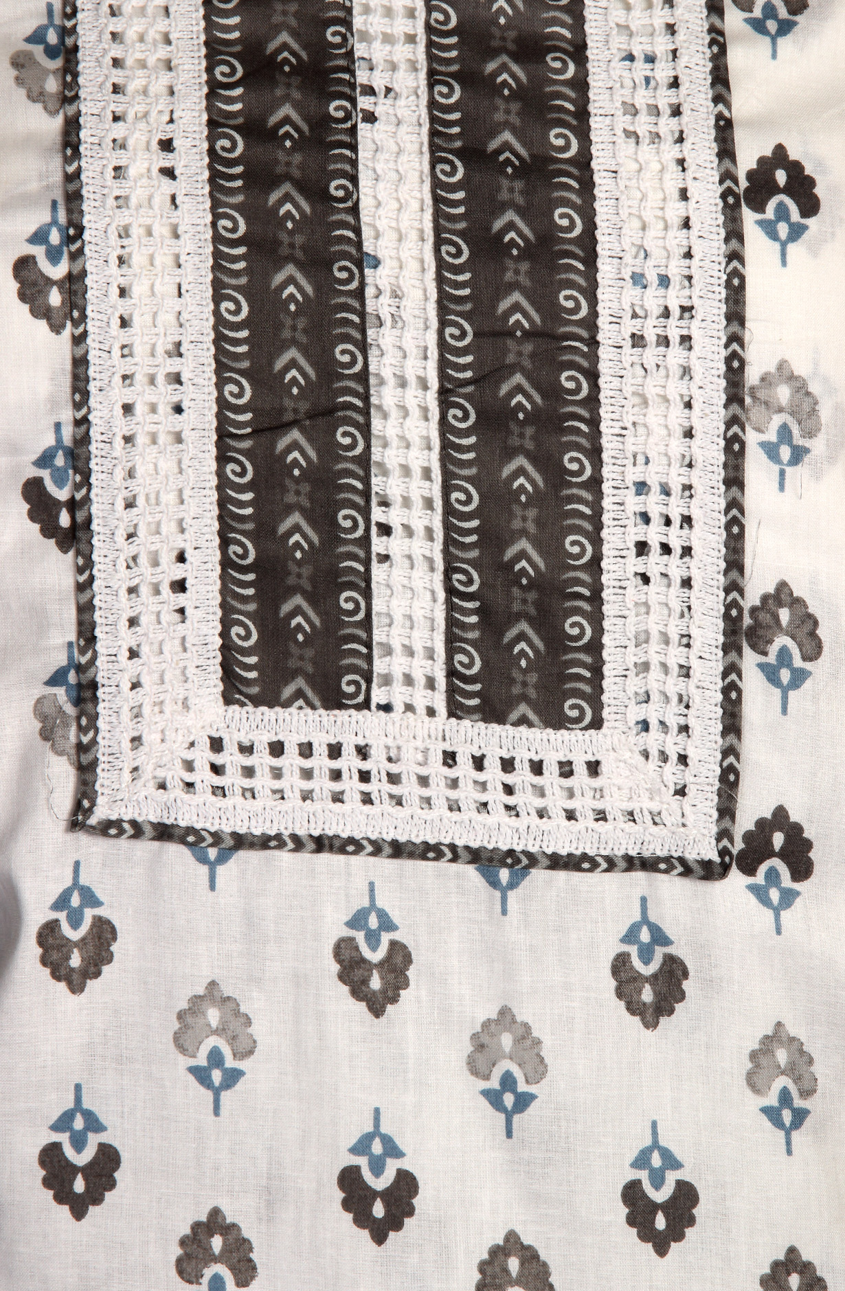 Cream and Grey Cotton Printed Unstitched Dress Material - 983-4508