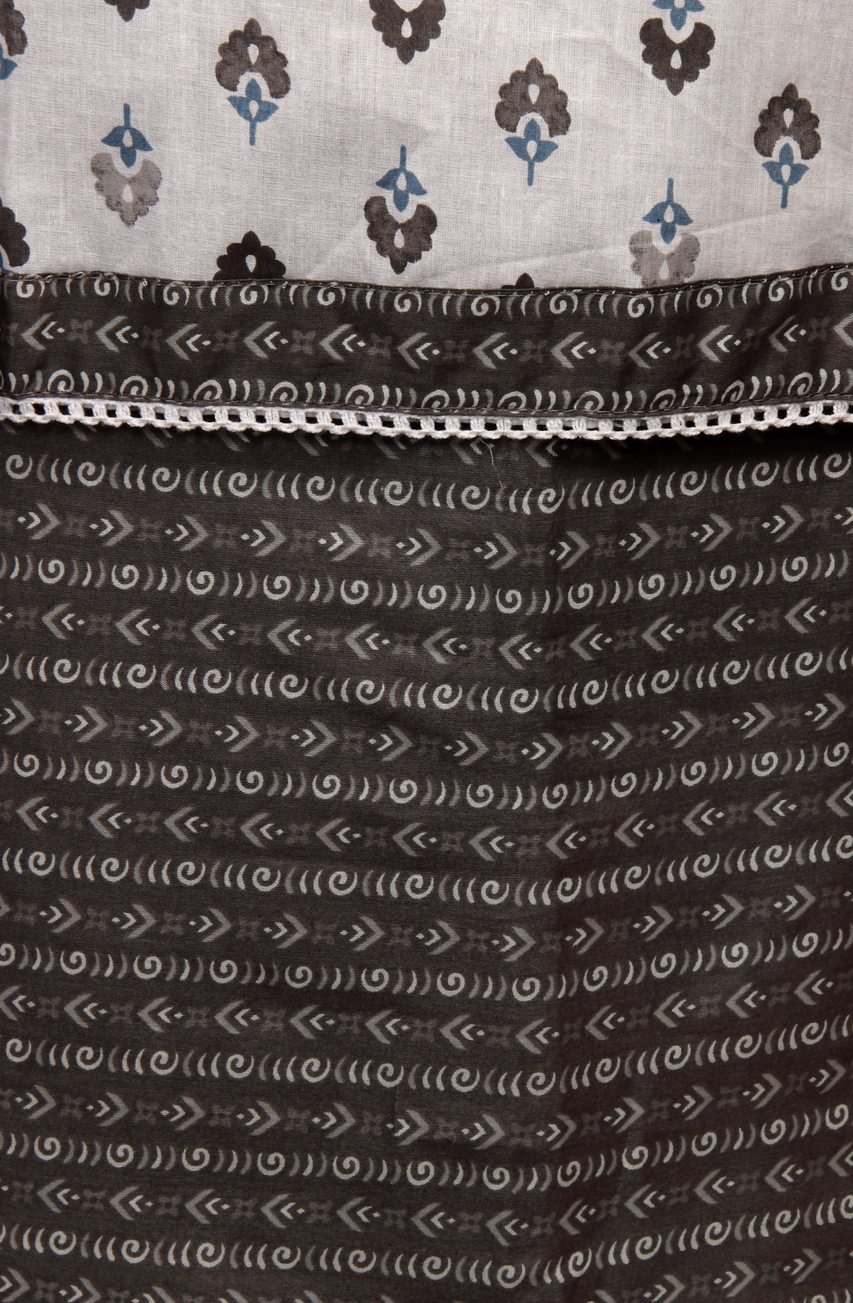 Cream and Grey Cotton Printed Unstitched Dress Material - 983-4508