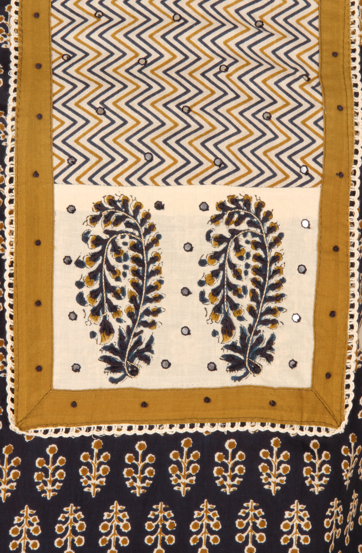 Blue Cotton Printed Unstitched Salwar Kameez - 983-4550-1B