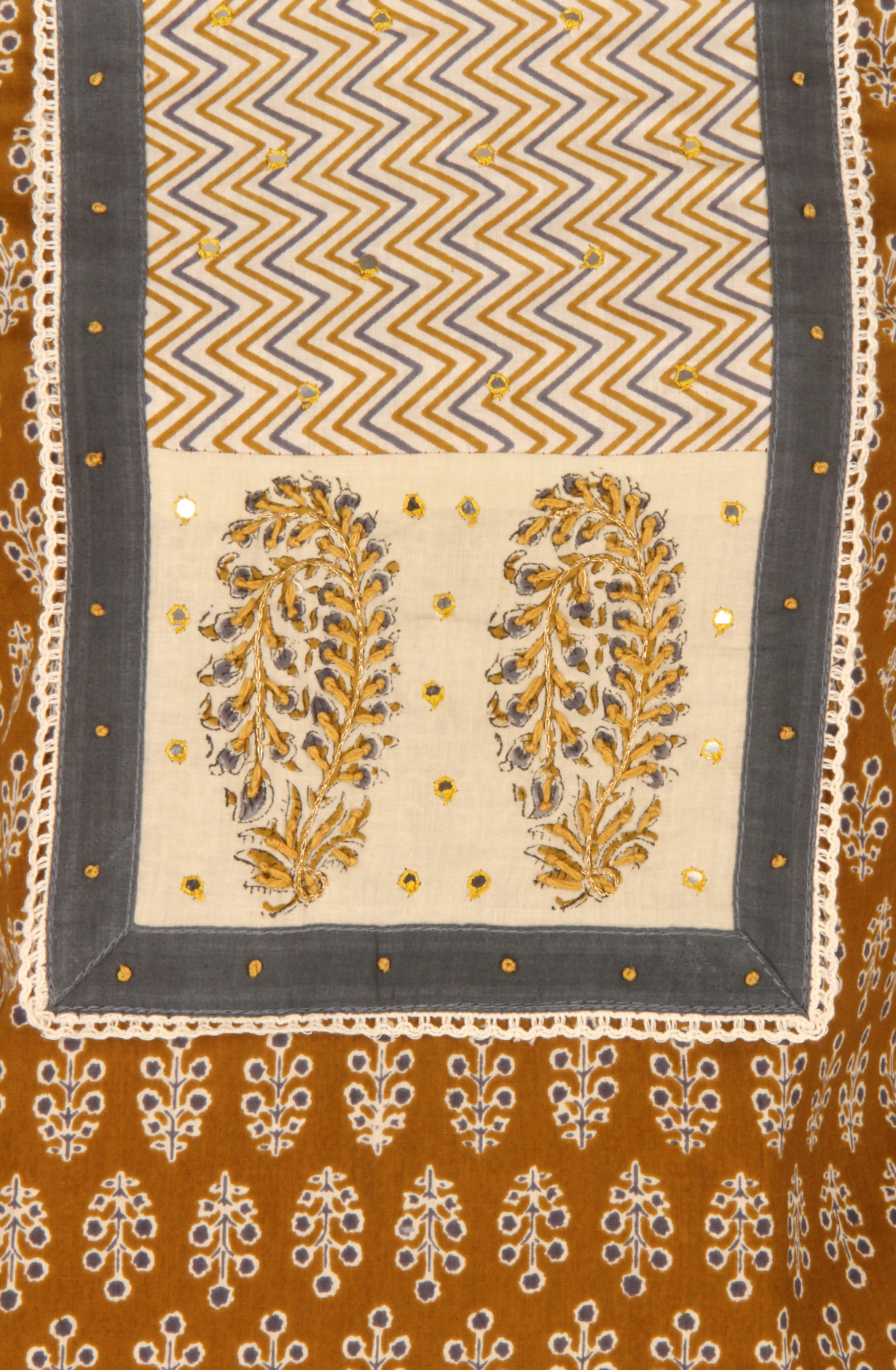 Mehndi Cotton Printed Unstitched Salwar Kameez - 983-4550-1C