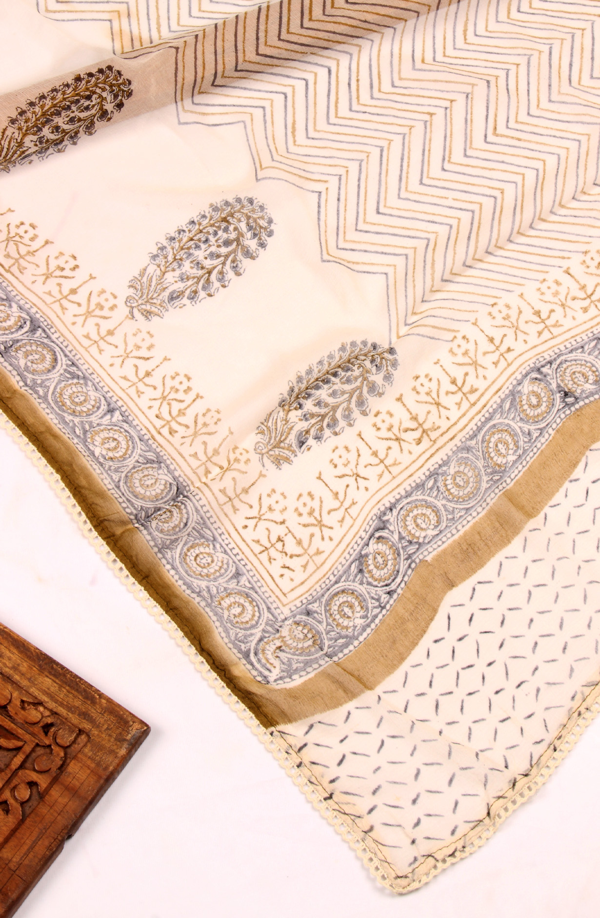 Mehndi Cotton Printed Unstitched Salwar Kameez - 983-4550-1C