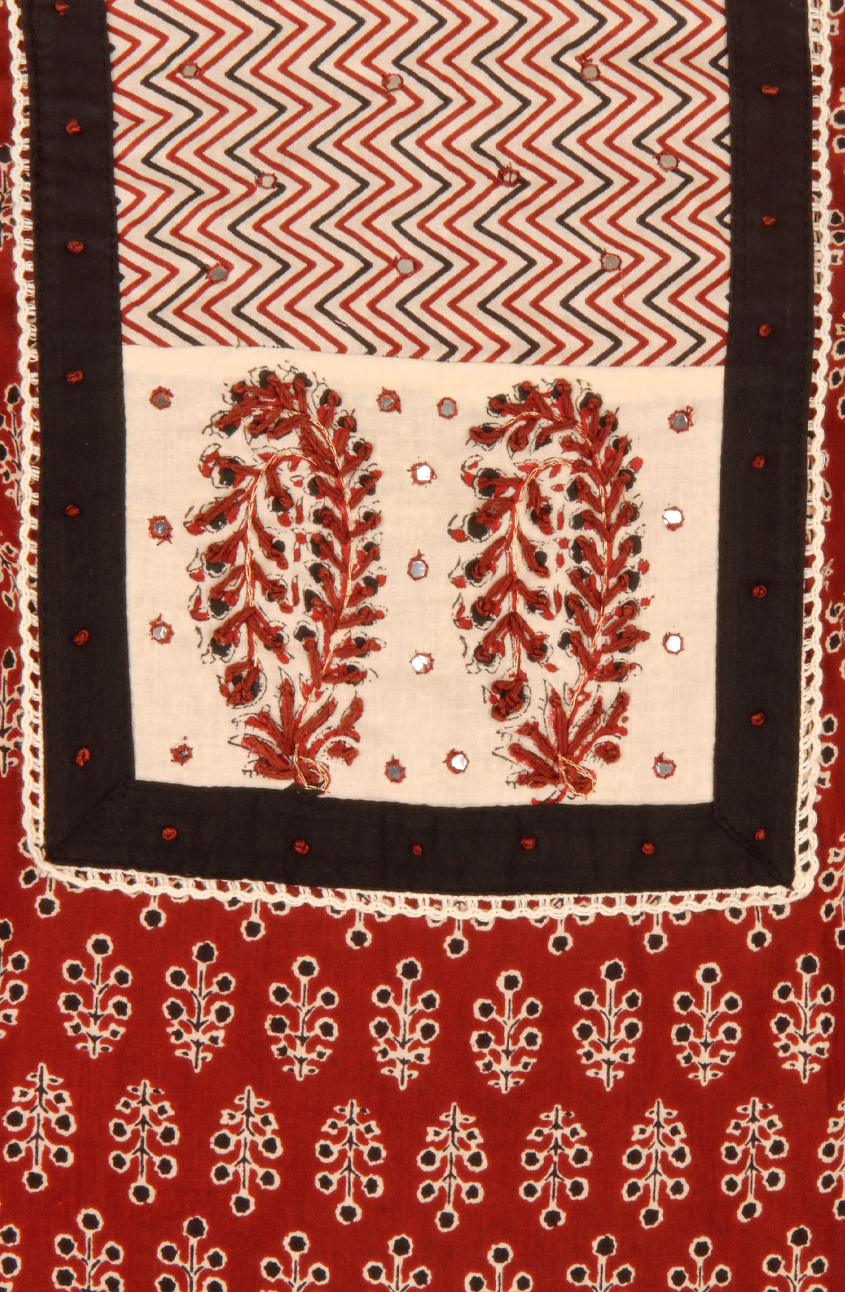 Maroon Cotton Printed Unstitched Salwar Kameez - 983-4550-1D