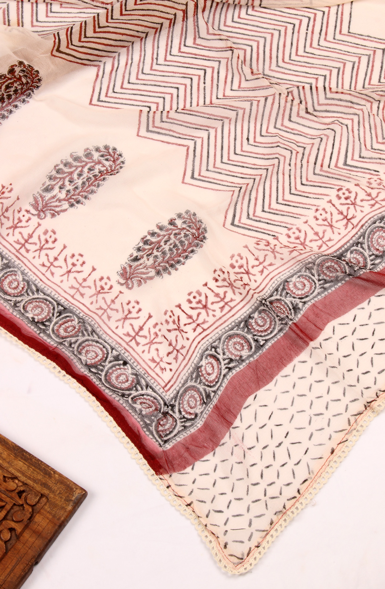 Maroon Cotton Printed Unstitched Salwar Kameez - 983-4550-1D