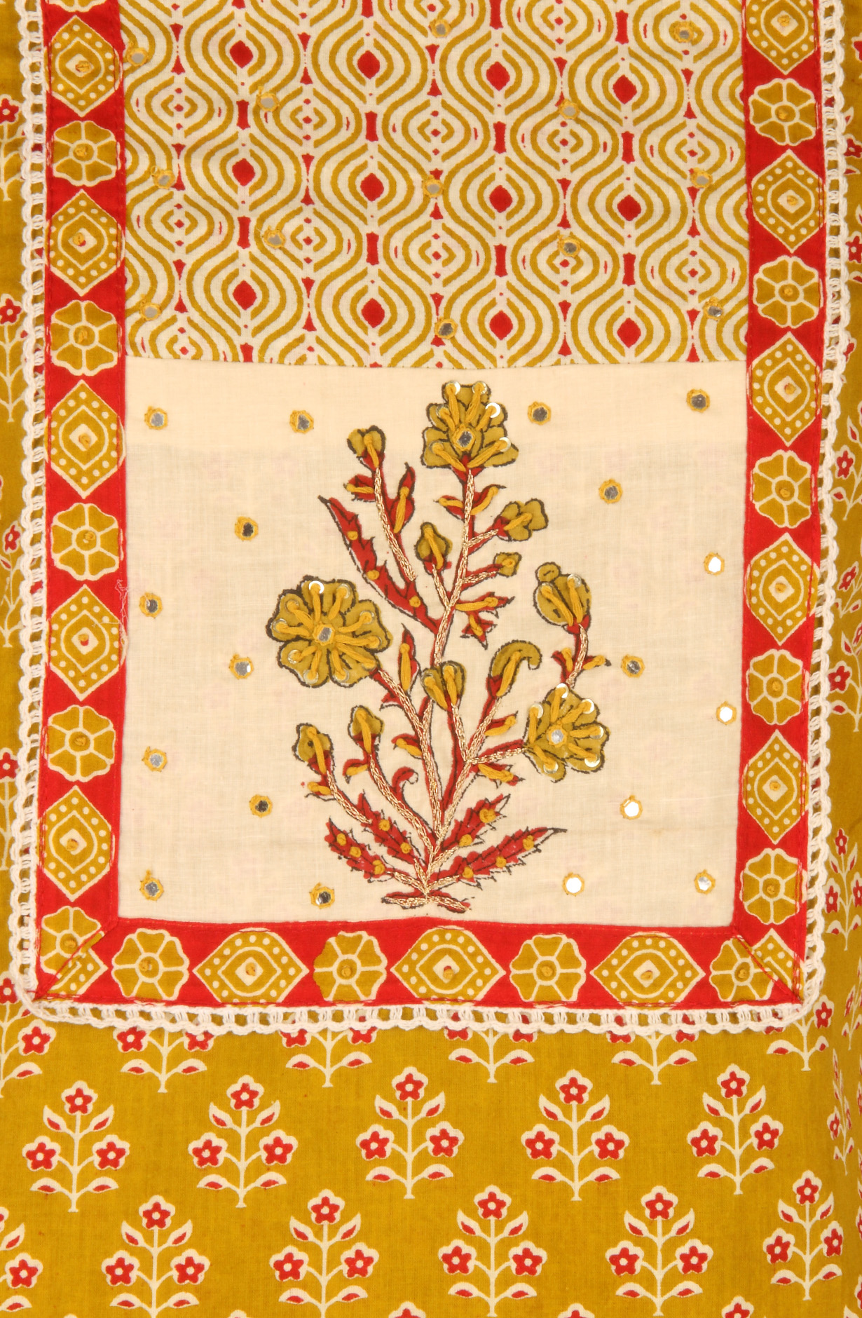 Mehndi Cotton Printed Unstitched Salwar Kameez - 983-4550E