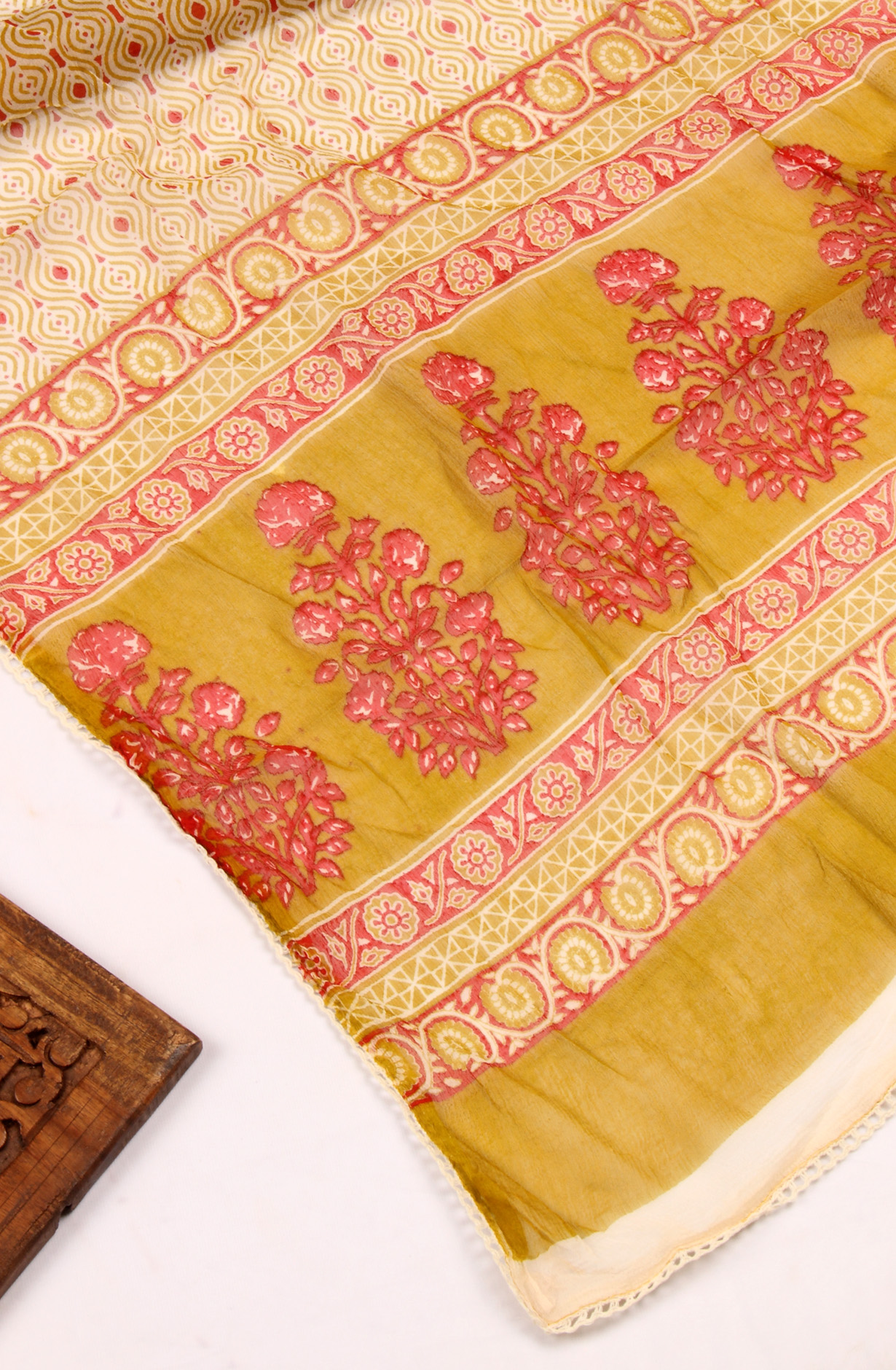 Mehndi Cotton Printed Unstitched Salwar Kameez - 983-4550E