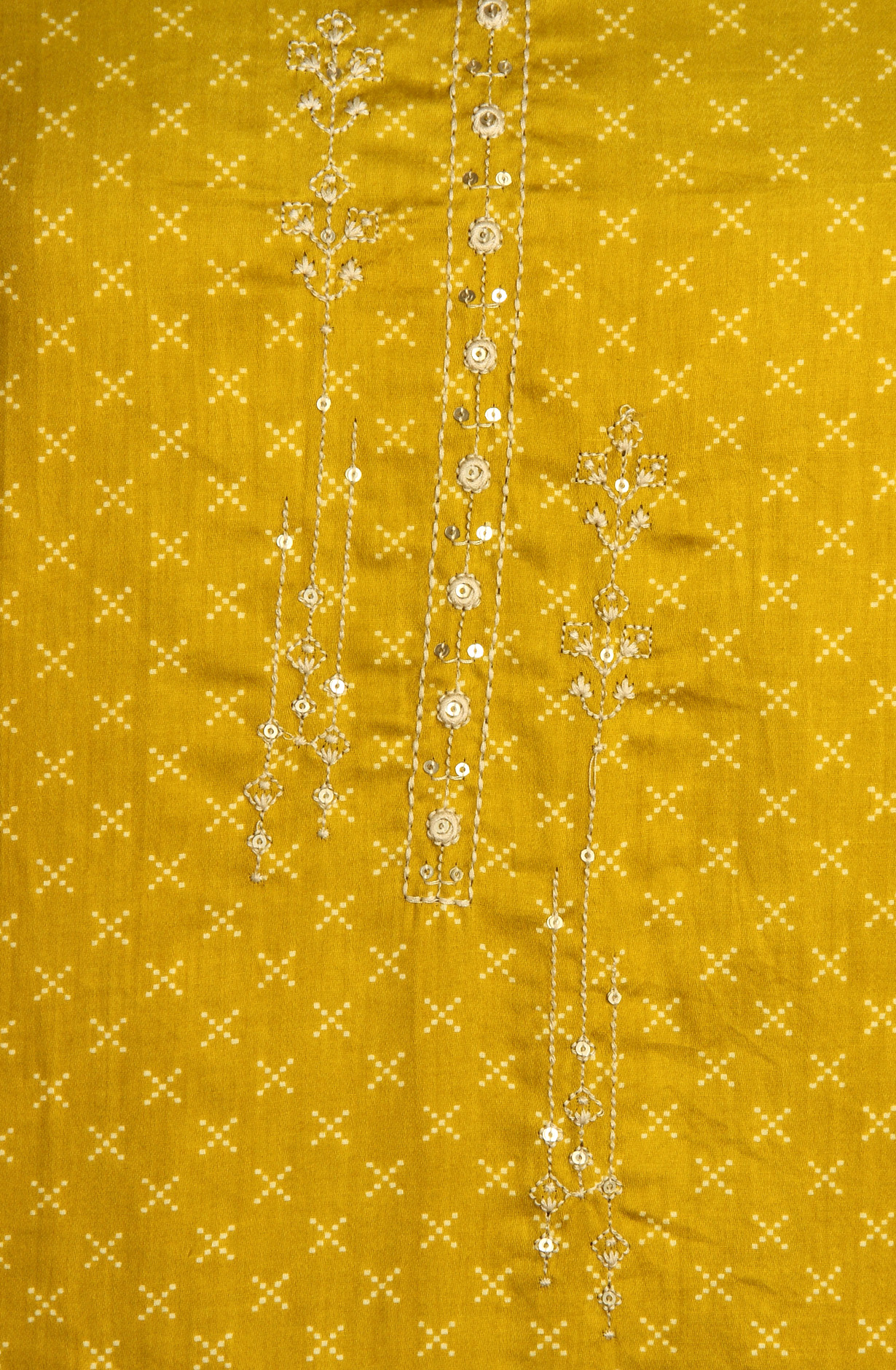 Mehndi and Green Cotton Printed Unstitched Dress Material - 983-4553B