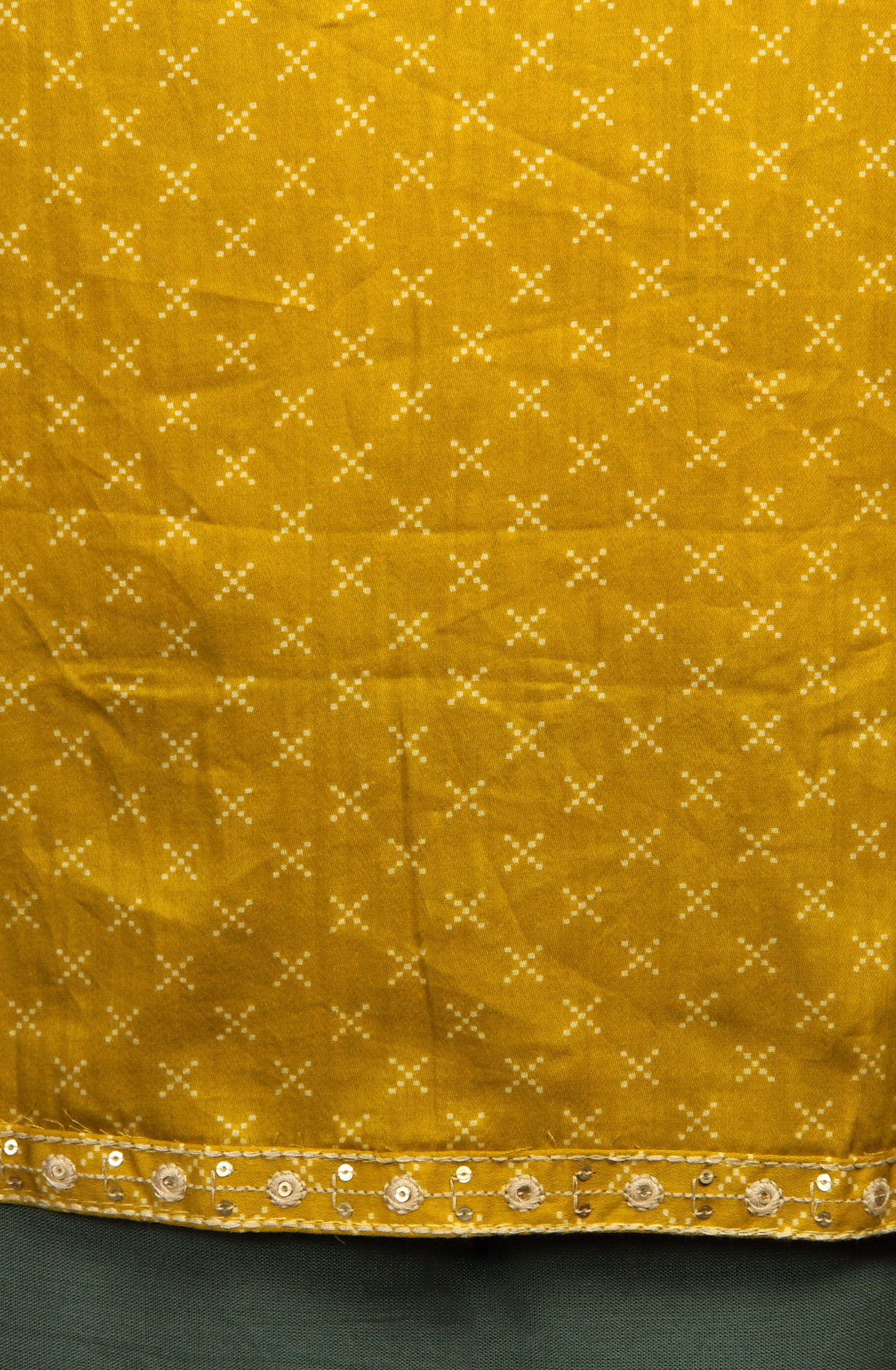 Mehndi and Green Cotton Printed Unstitched Dress Material - 983-4553B