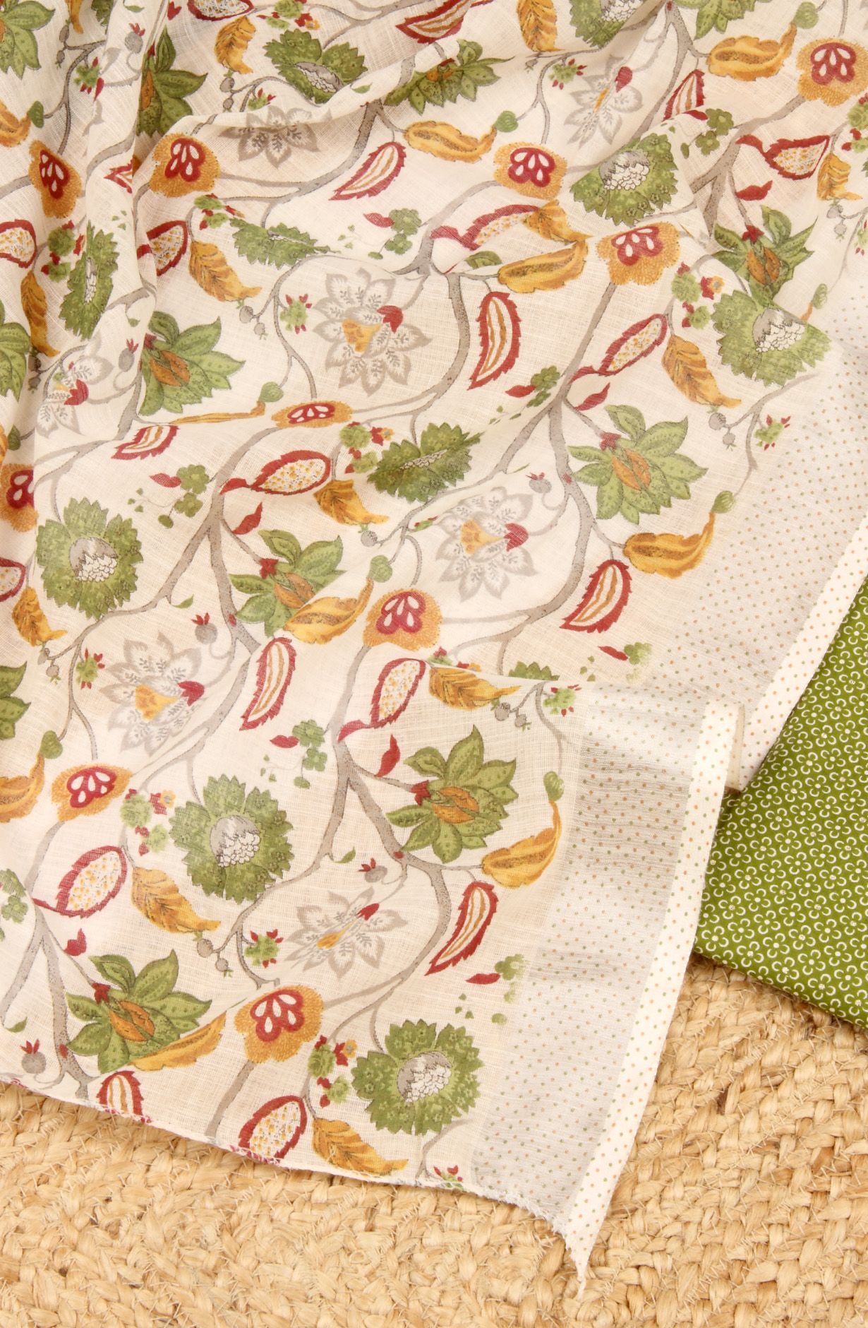 Mehndi Green Cotton Printed Salwar Dress Material - 983-4569